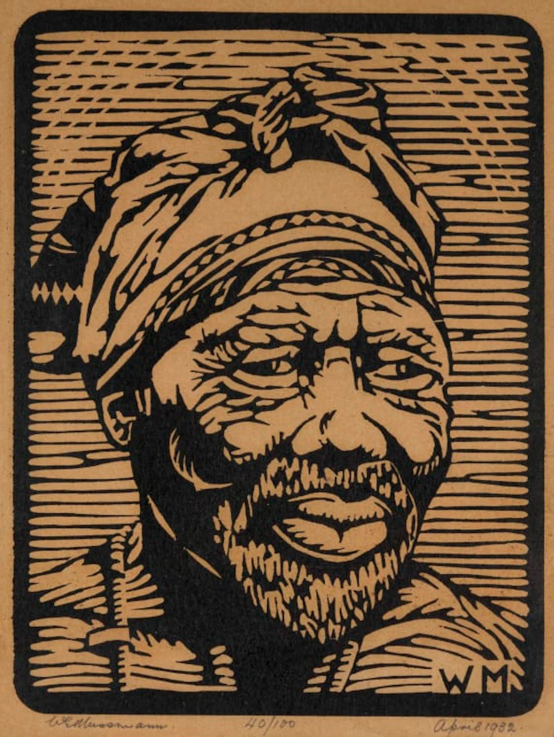 WE Mussmann; Portrait of Figure with Headscarf