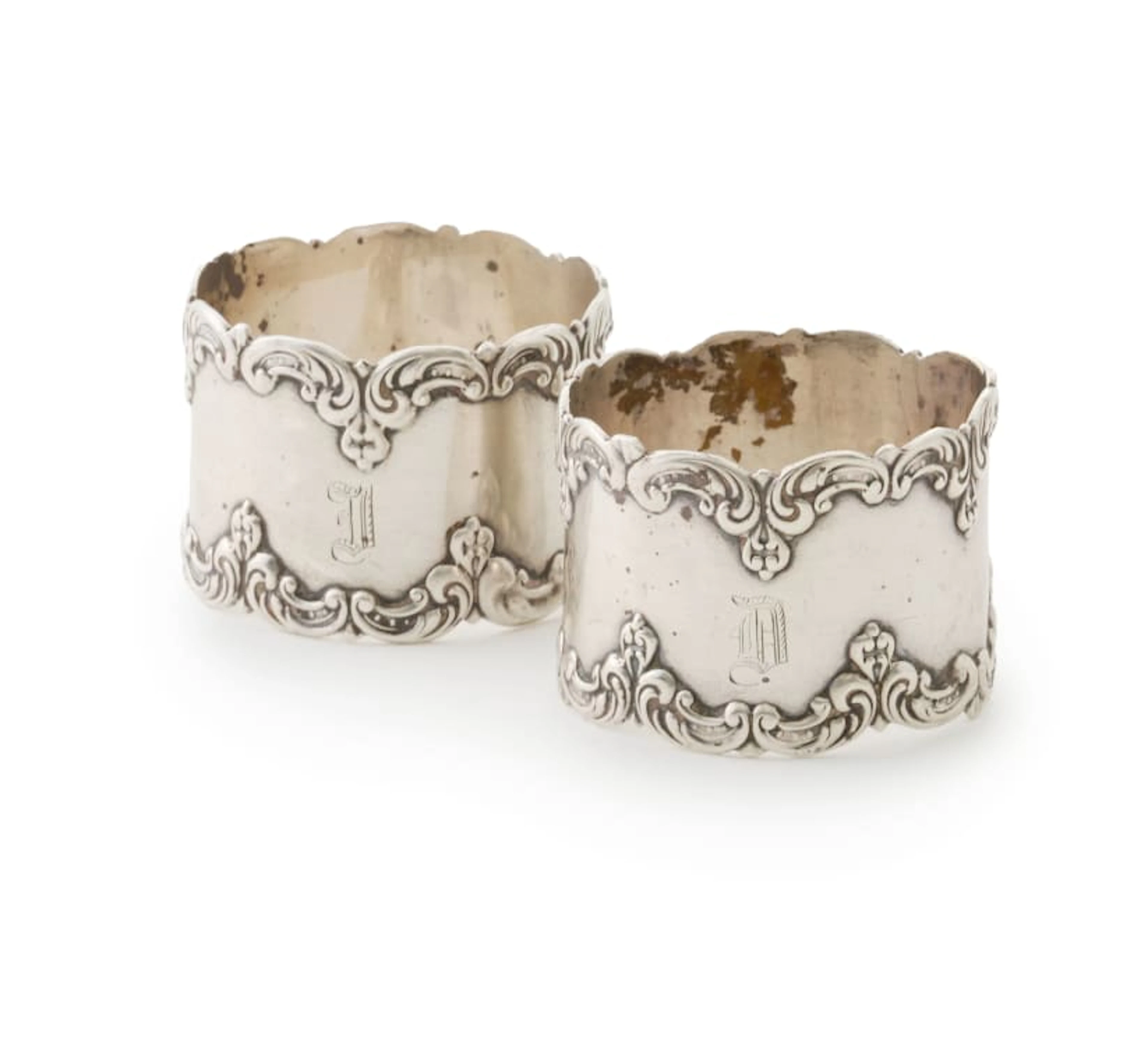 A pair of Edward VII silver napkin rings, Gorham Manufacturing Company, 1908