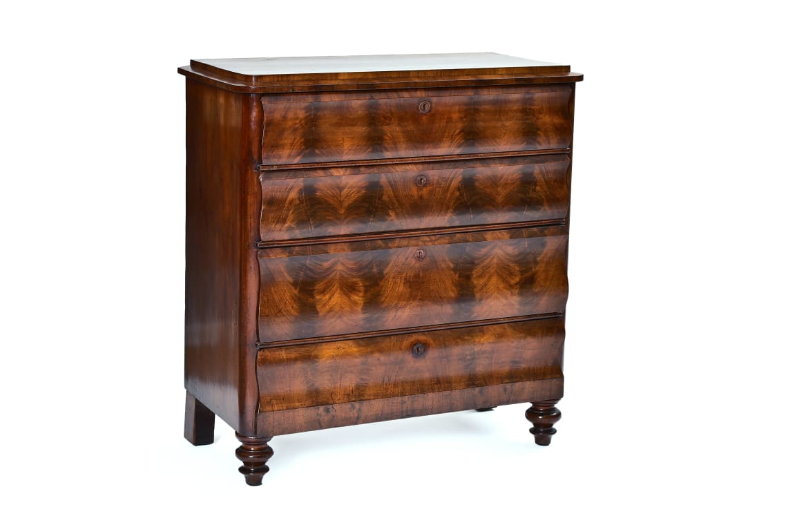 Biedermeier flame mahogany chest of drawers, c.1830