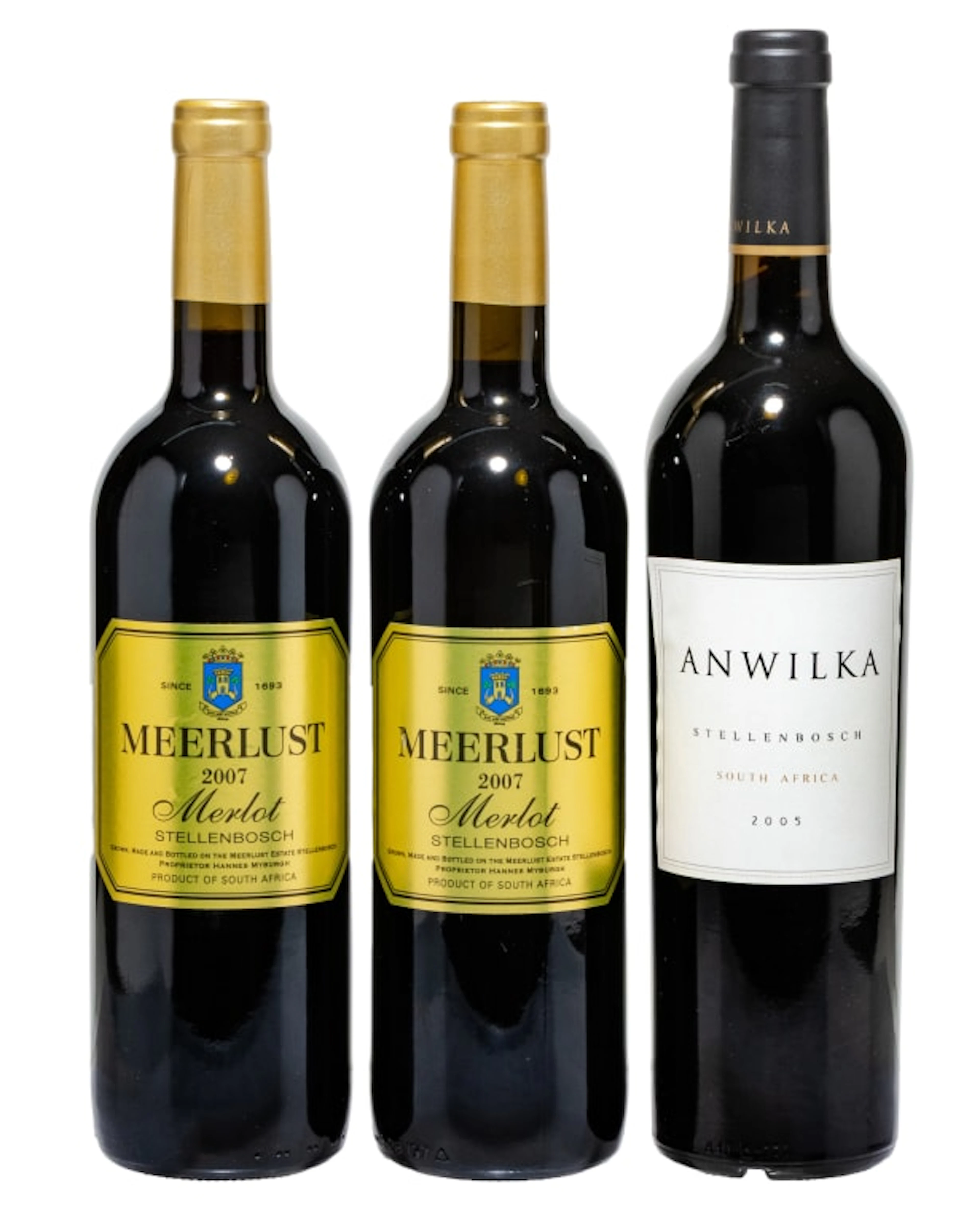 Bordeaux Collection; Anwilka, Meerlust; 2005, 2007; 3 (1 x 3); 750ml