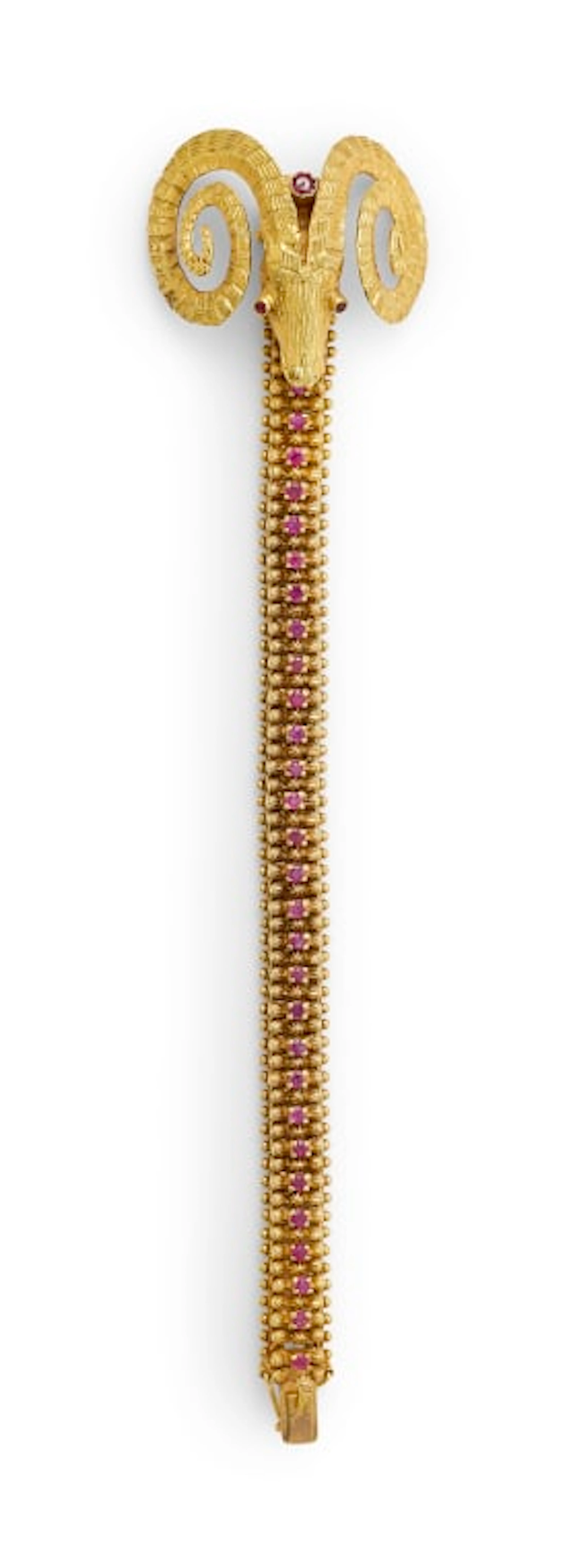 Ruby ram's head bracelet