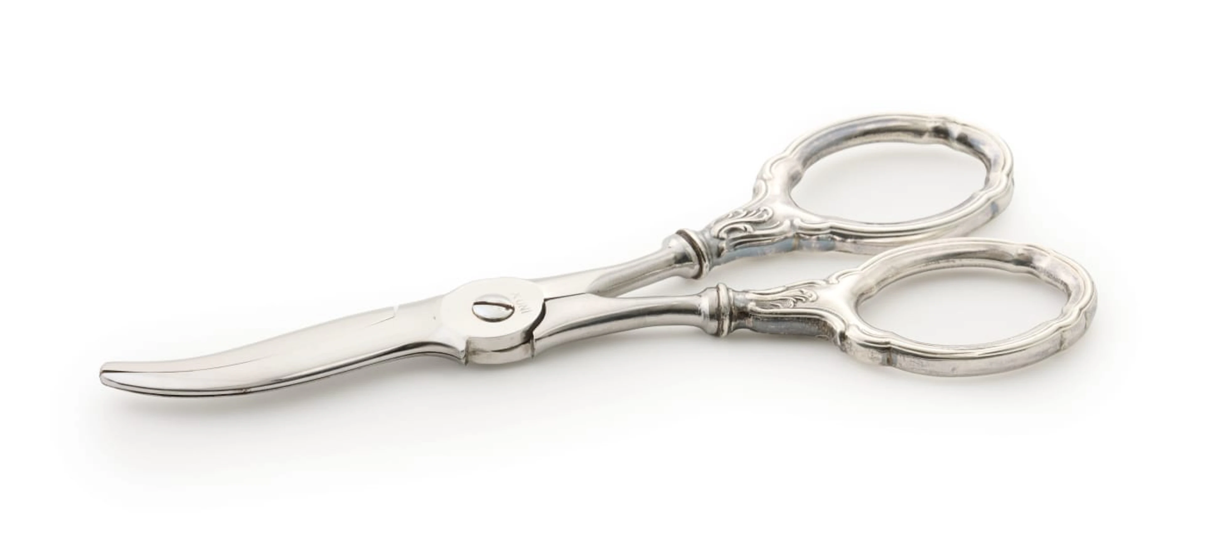 A pair of Italian silver-plated grape scissors, Xoni, 20th century