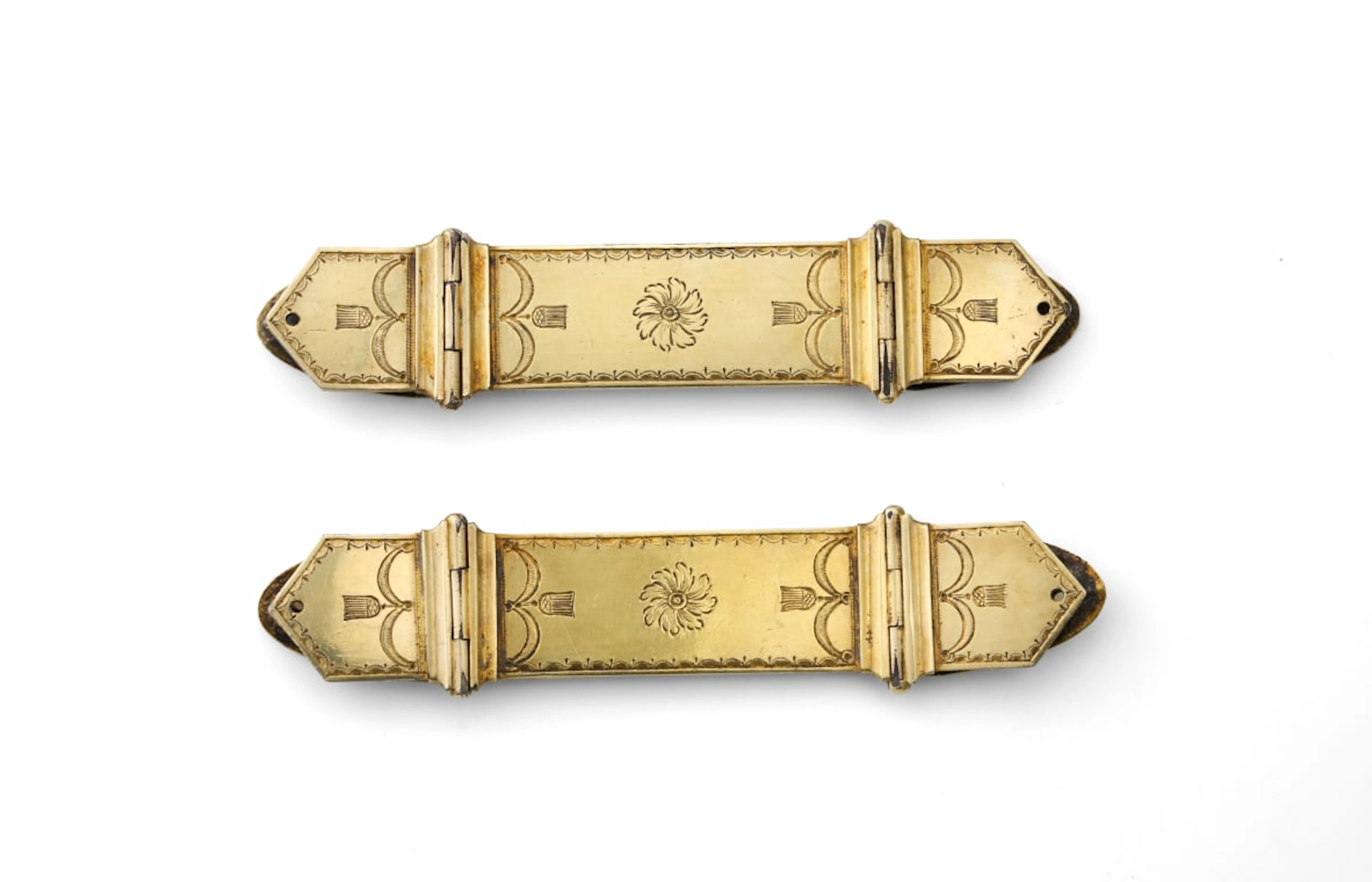 A pair of Cape silver-gilt Bible clasps, Willem Godfried Lotter, c. 1810-1835
