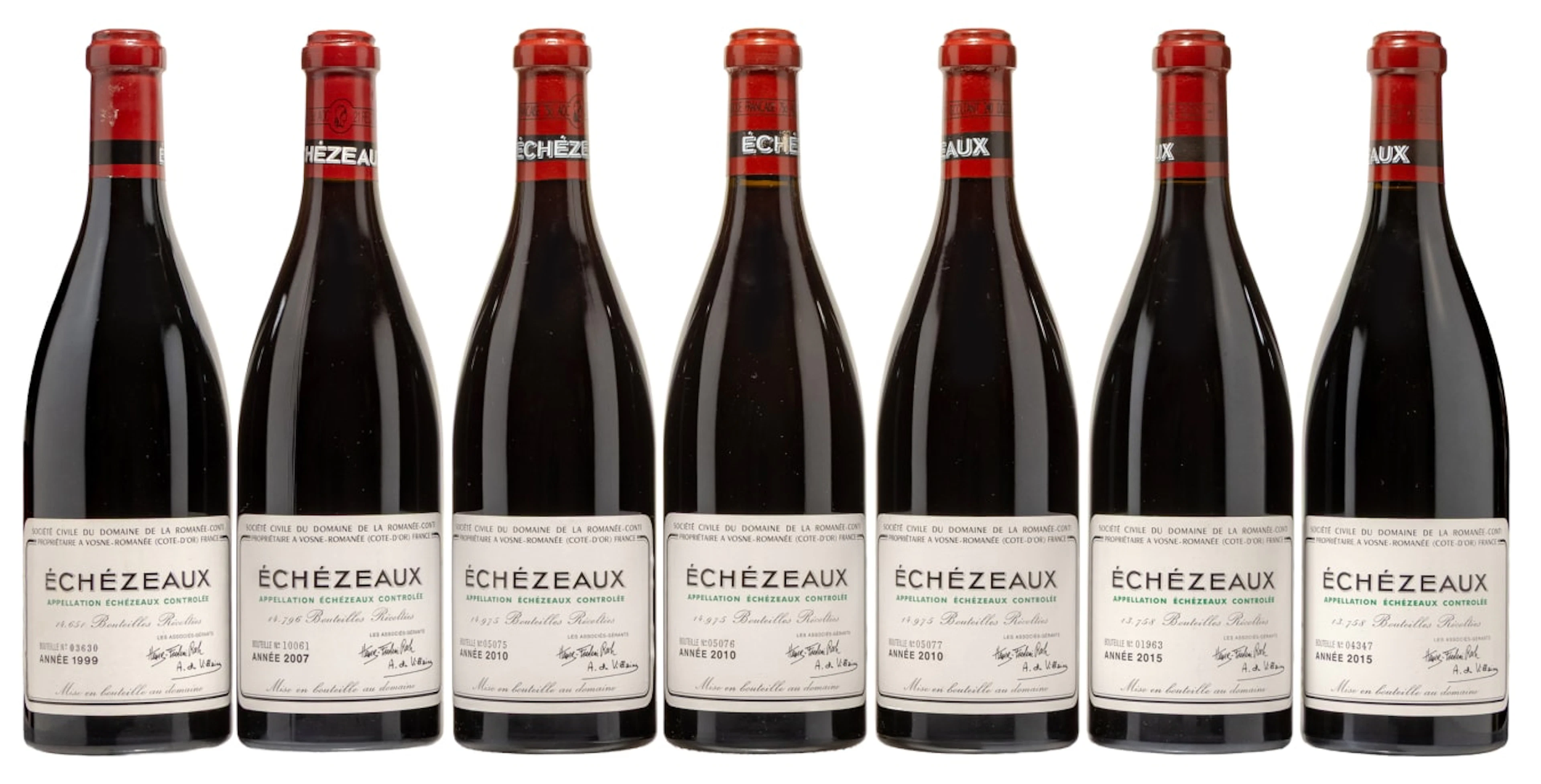 Romanée-Conti; Échézeaux; 1999, 2007, 2010, 2015; 7 (1 x 7); 750ml