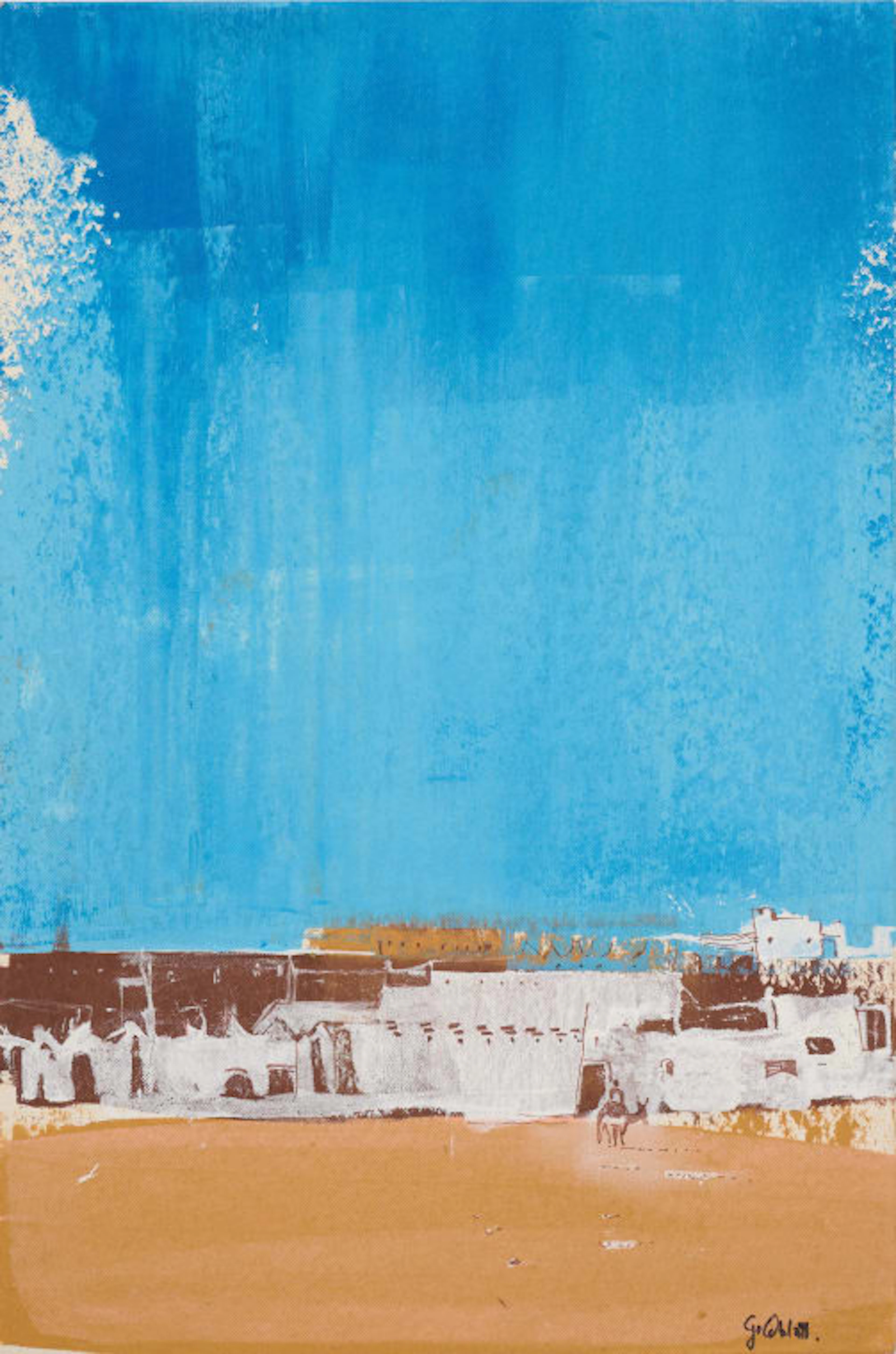 Sidney Goldblatt; Landscape with Houses and Figure on a Horse