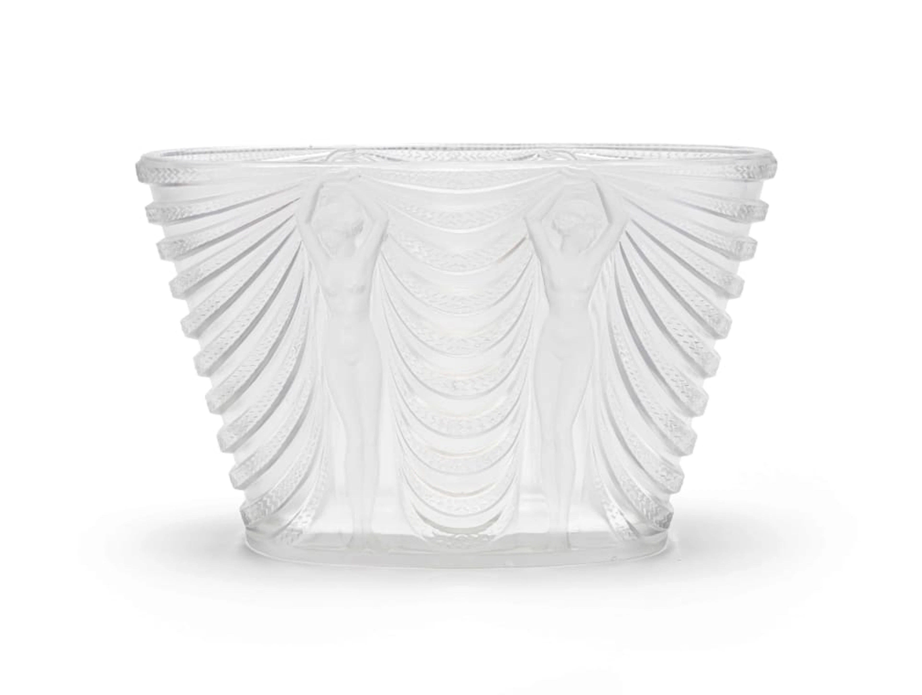 René Lalique; René Lalique 'Terpsichore' clear and frosted glass vase