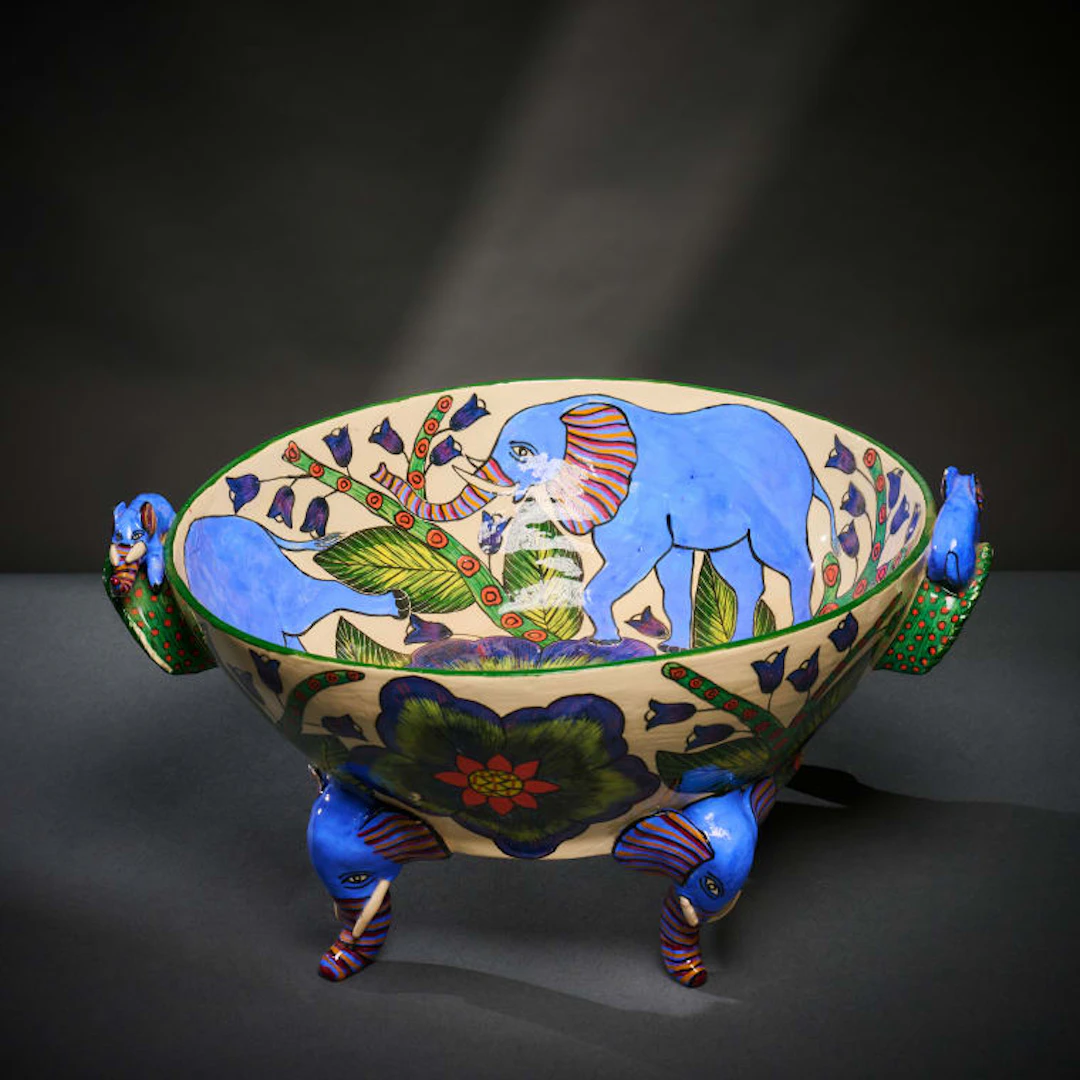 Ardmore Ceramic Studio; Blue elephant bowl