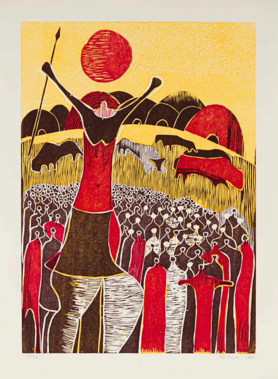 Lucky Sibiya; Landscape with Figures and Cattle