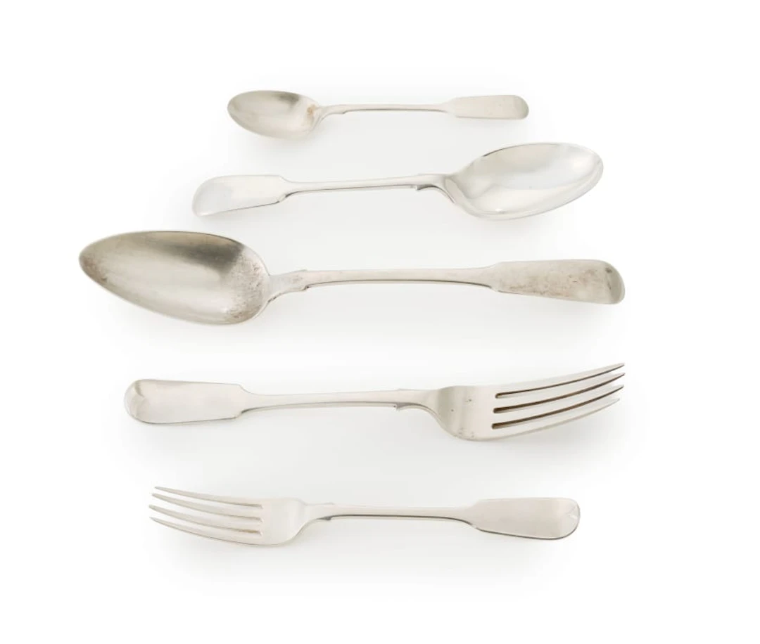 A miscellaneous group of George III silver 'Fiddle' pattern flatware
