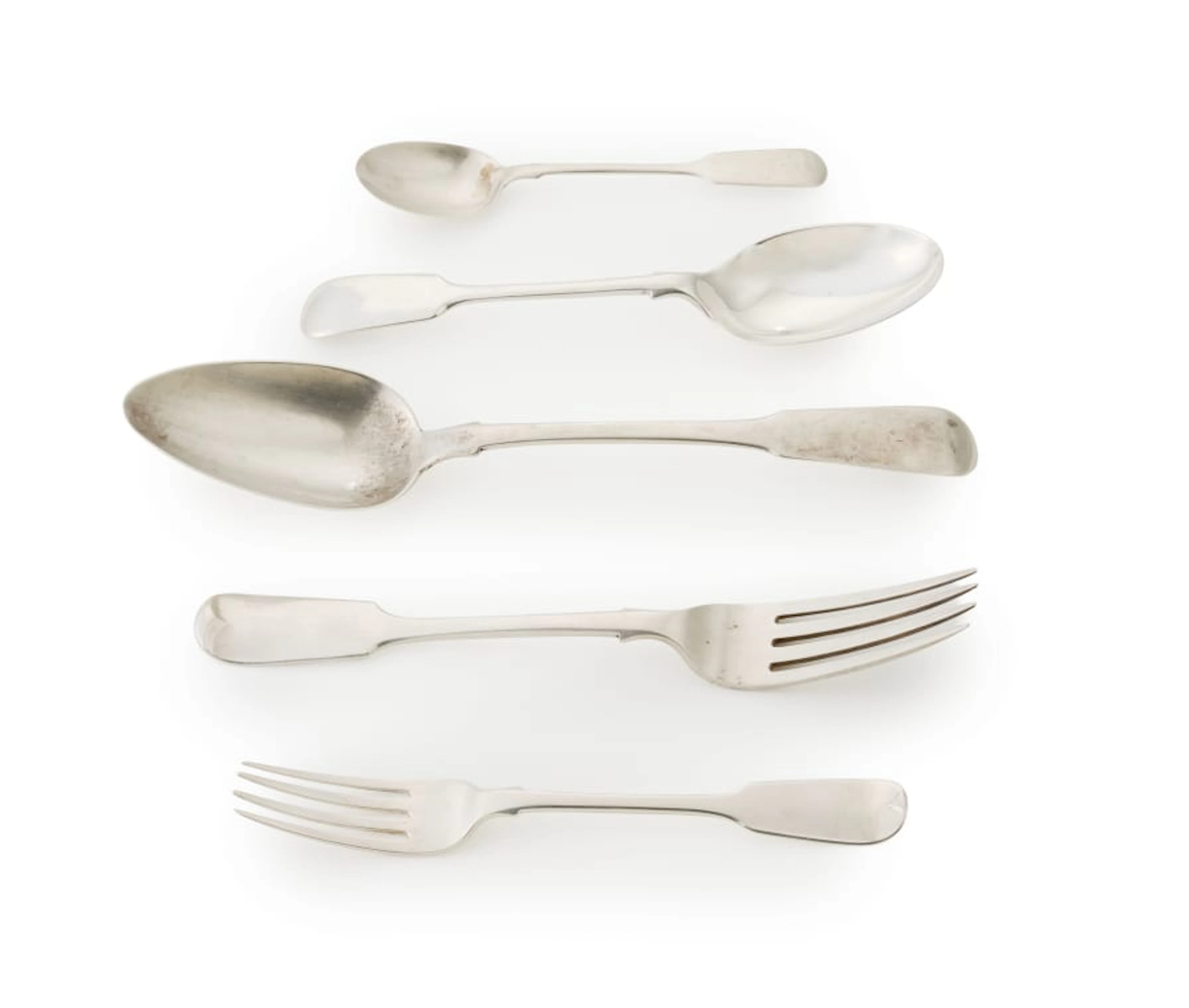 A miscellaneous group of George III silver 'Fiddle' pattern flatware