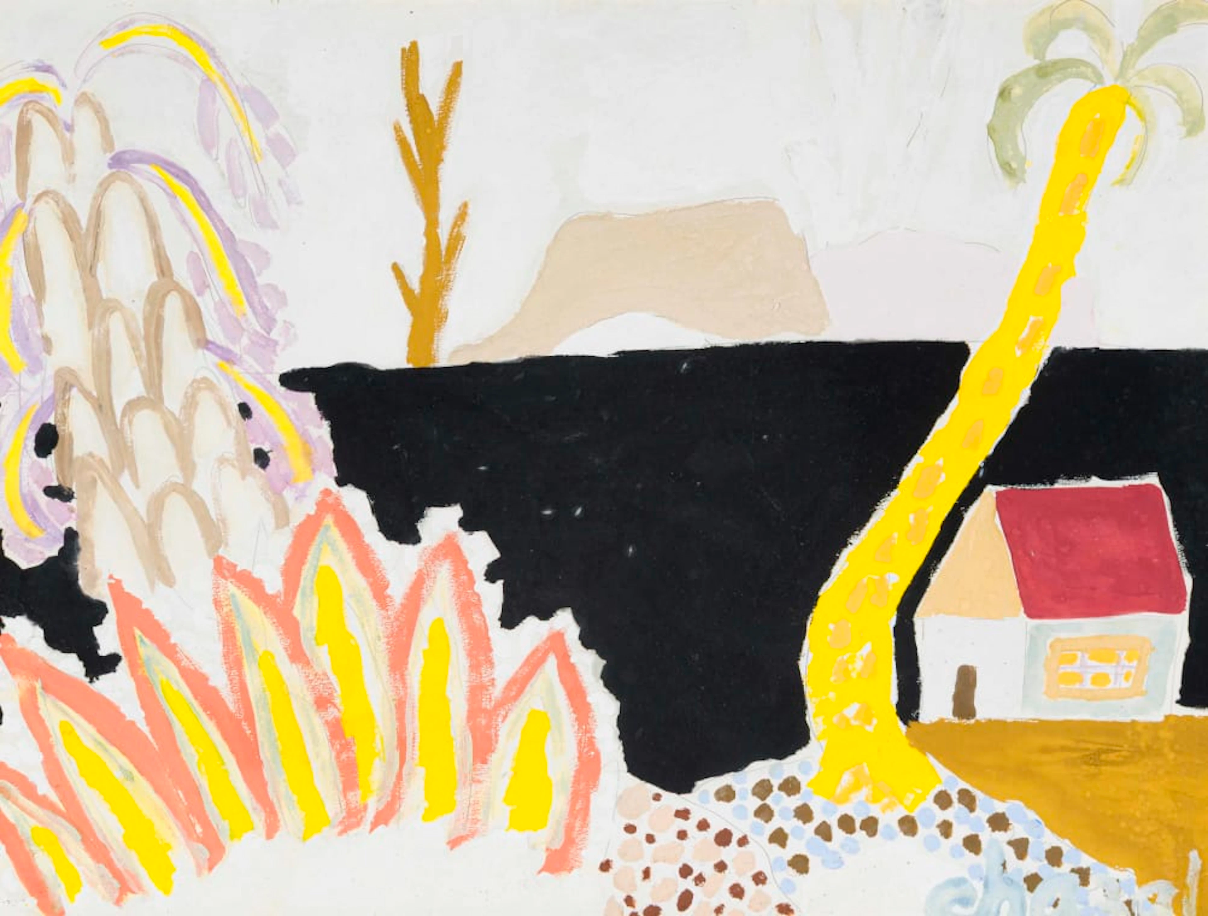 Malcolm de Chazal; Landscape with House and Palm Tree
