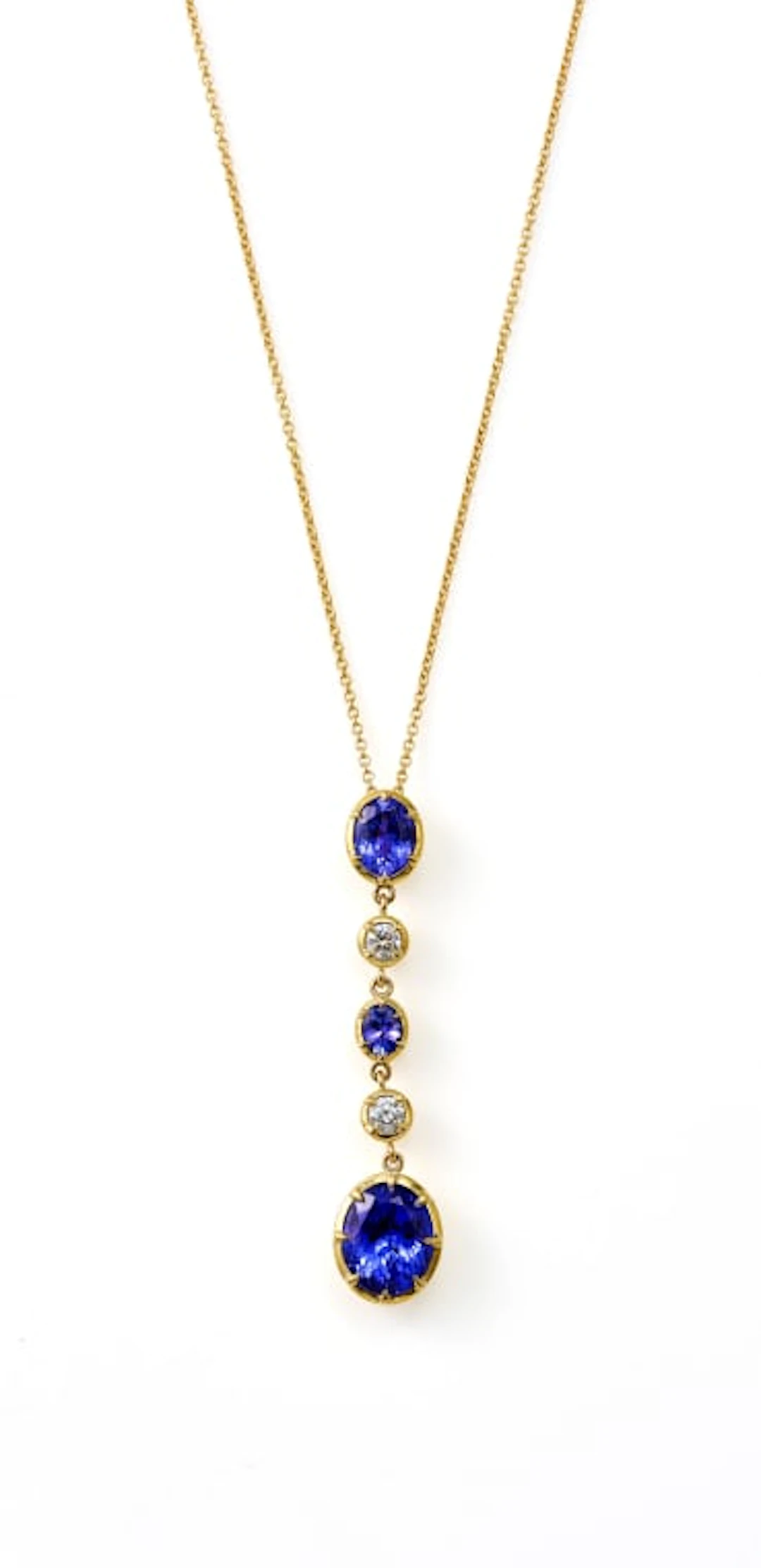 Tanzanite and diamond drop pendant