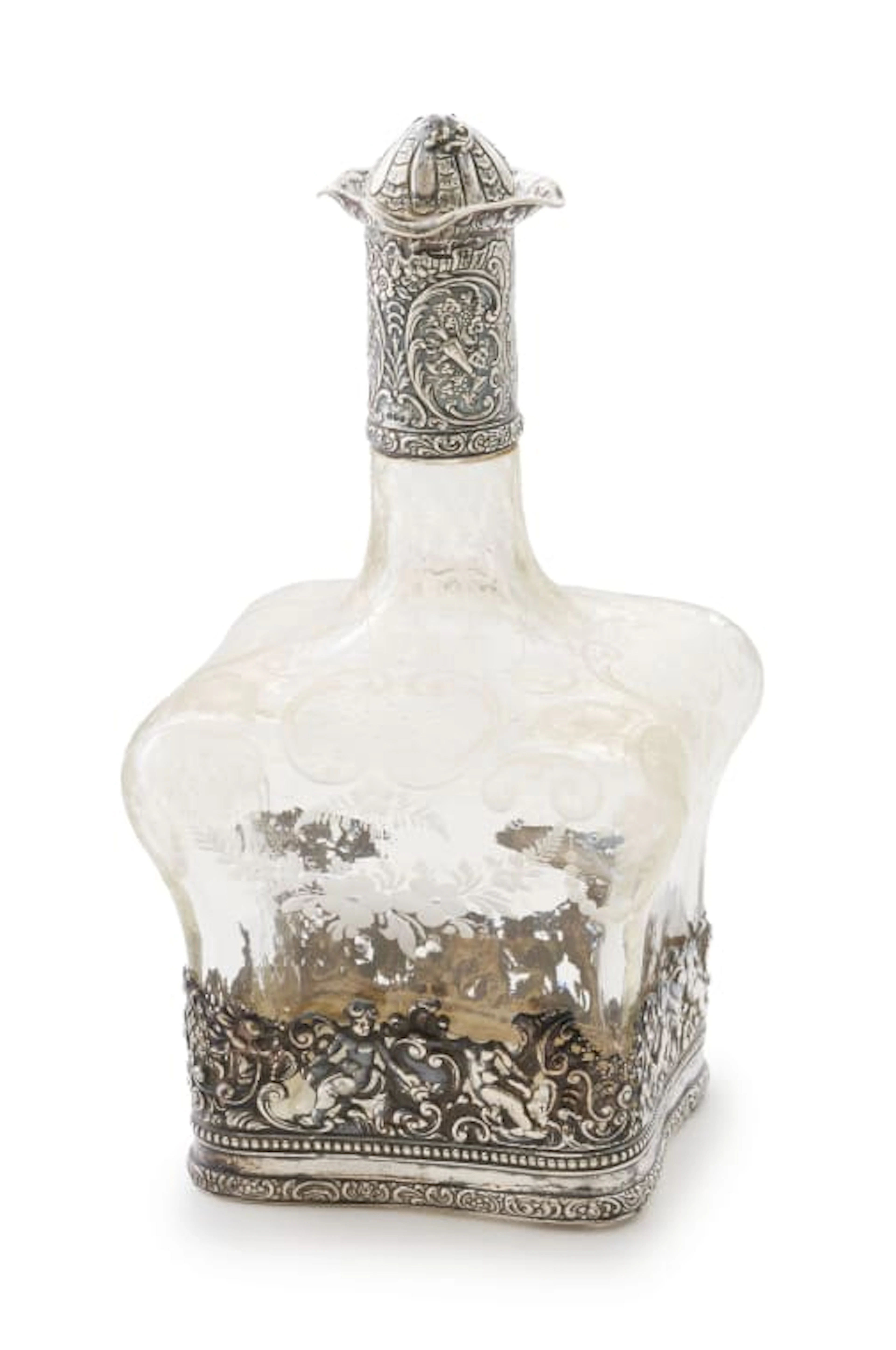 A Victorian silver-mounted glass decanter bearing import marks for