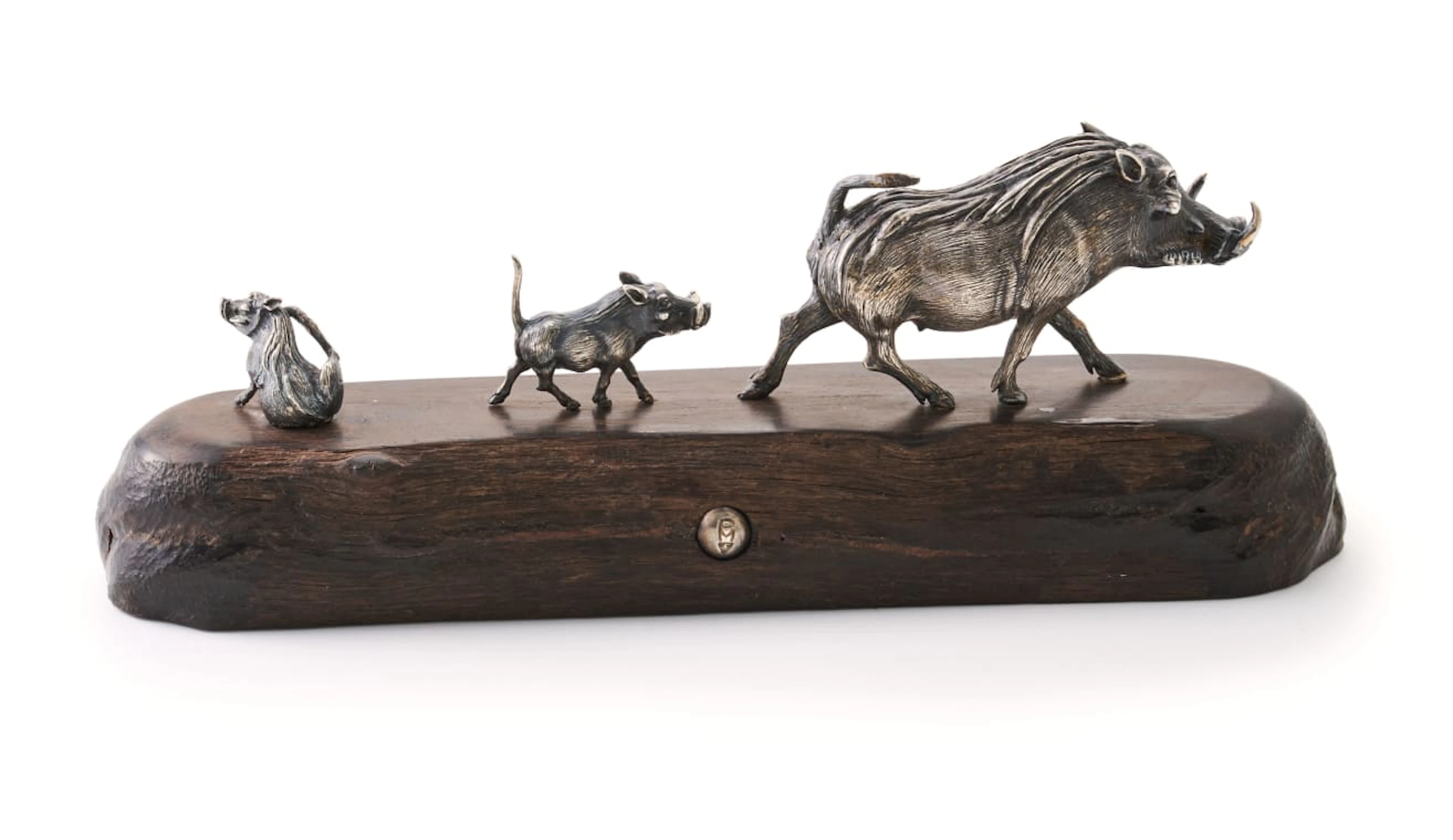 A Patrick Mavros silver sculpture of warthogs, Zimbabwe, c.late 20th/early