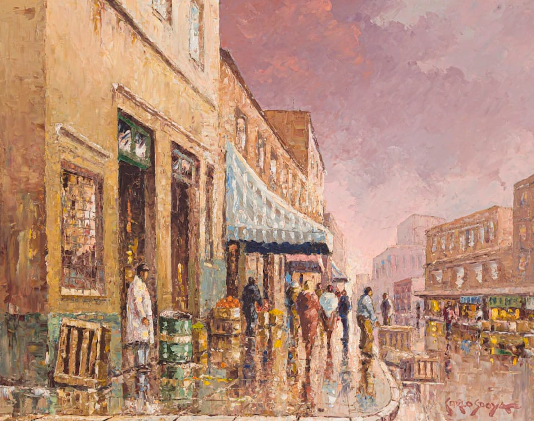 Carlo Sdoya; Street Scene with Figures