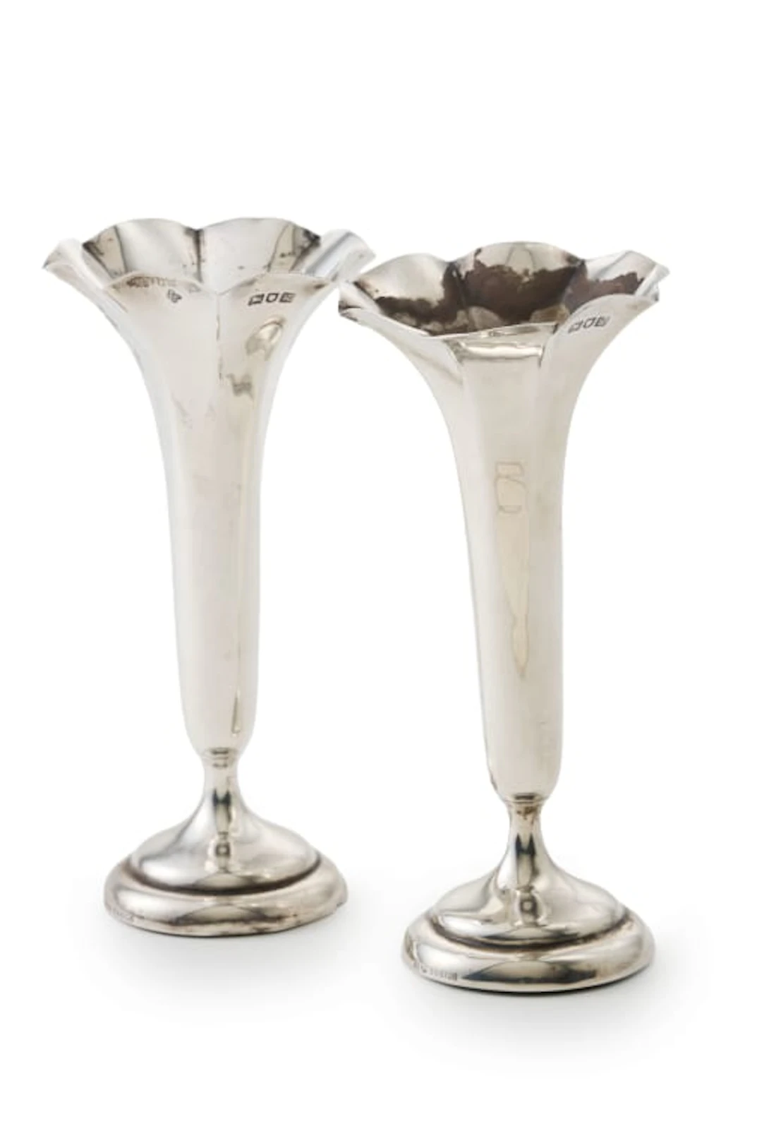 A pair of Edward VII silver bud vases, Horace Woodward & Co Ltd, London, 1902
