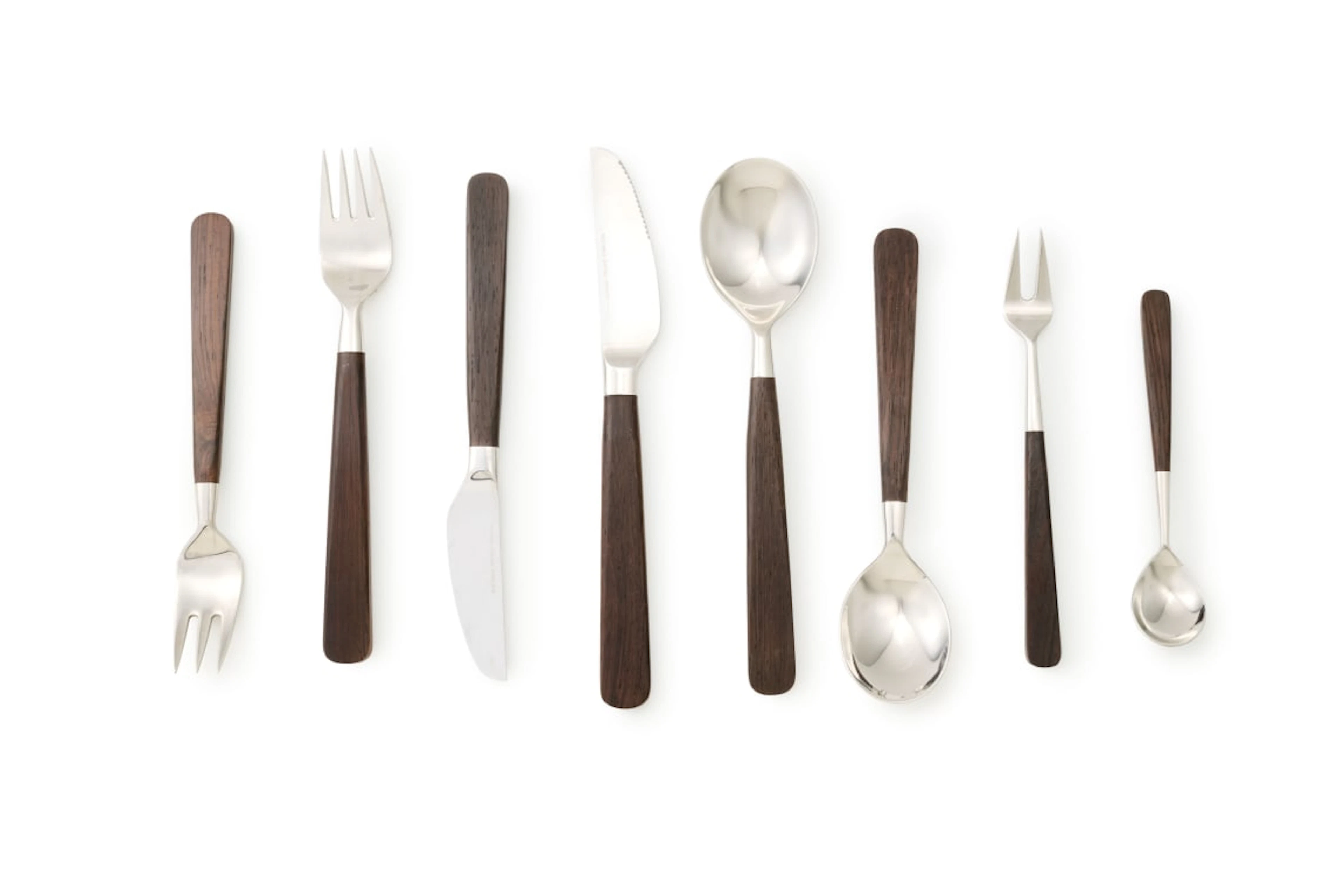 A 'Lion de Luxe' set of Rosewood and stainless steel flatware, designed