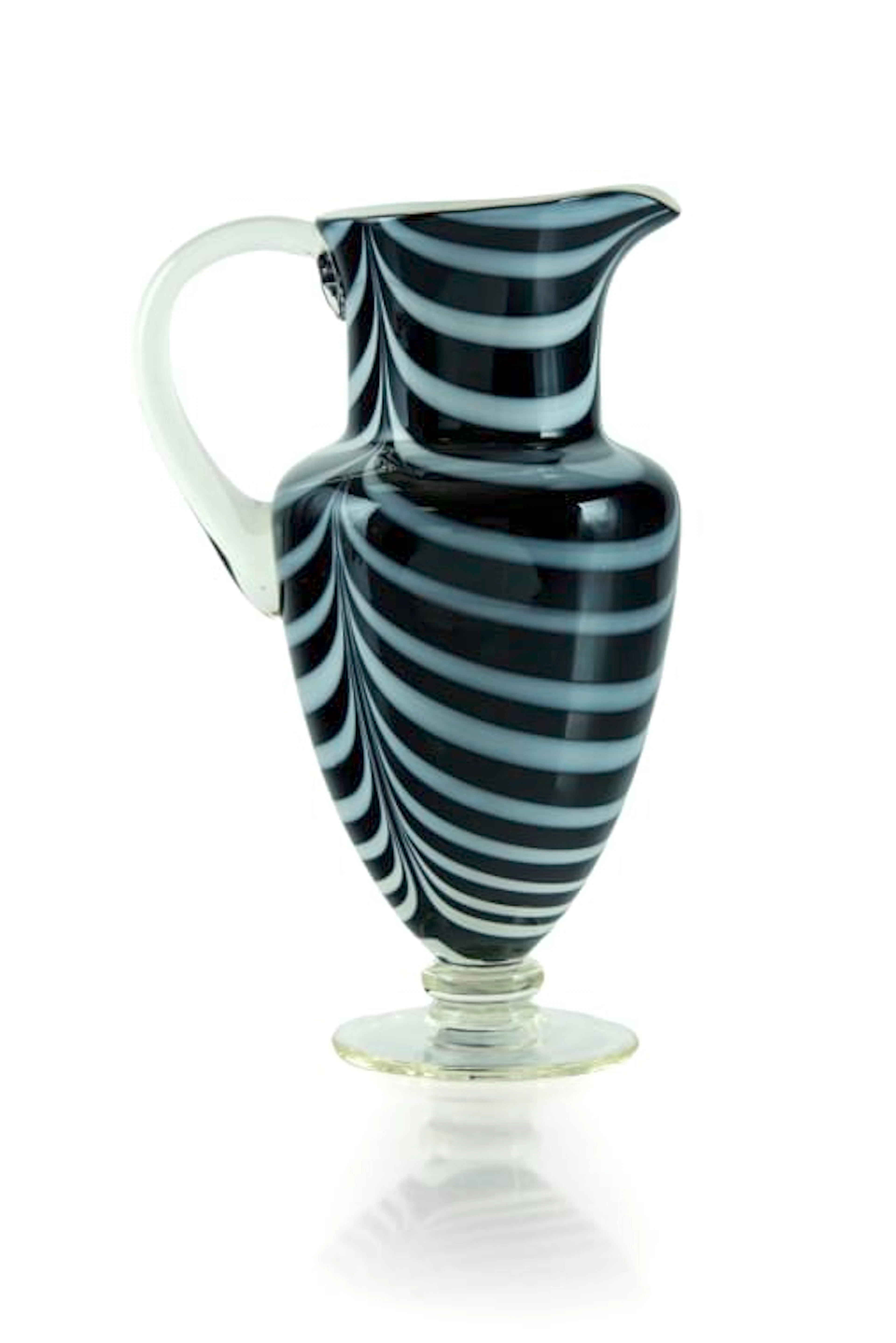 Murano; Glass pitcher with black and white zanfirico