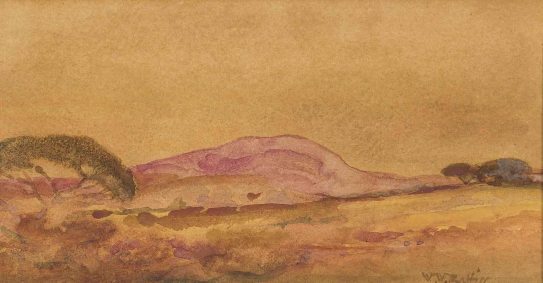 Walter Battiss; Landscape with Trees and Distant Mountain