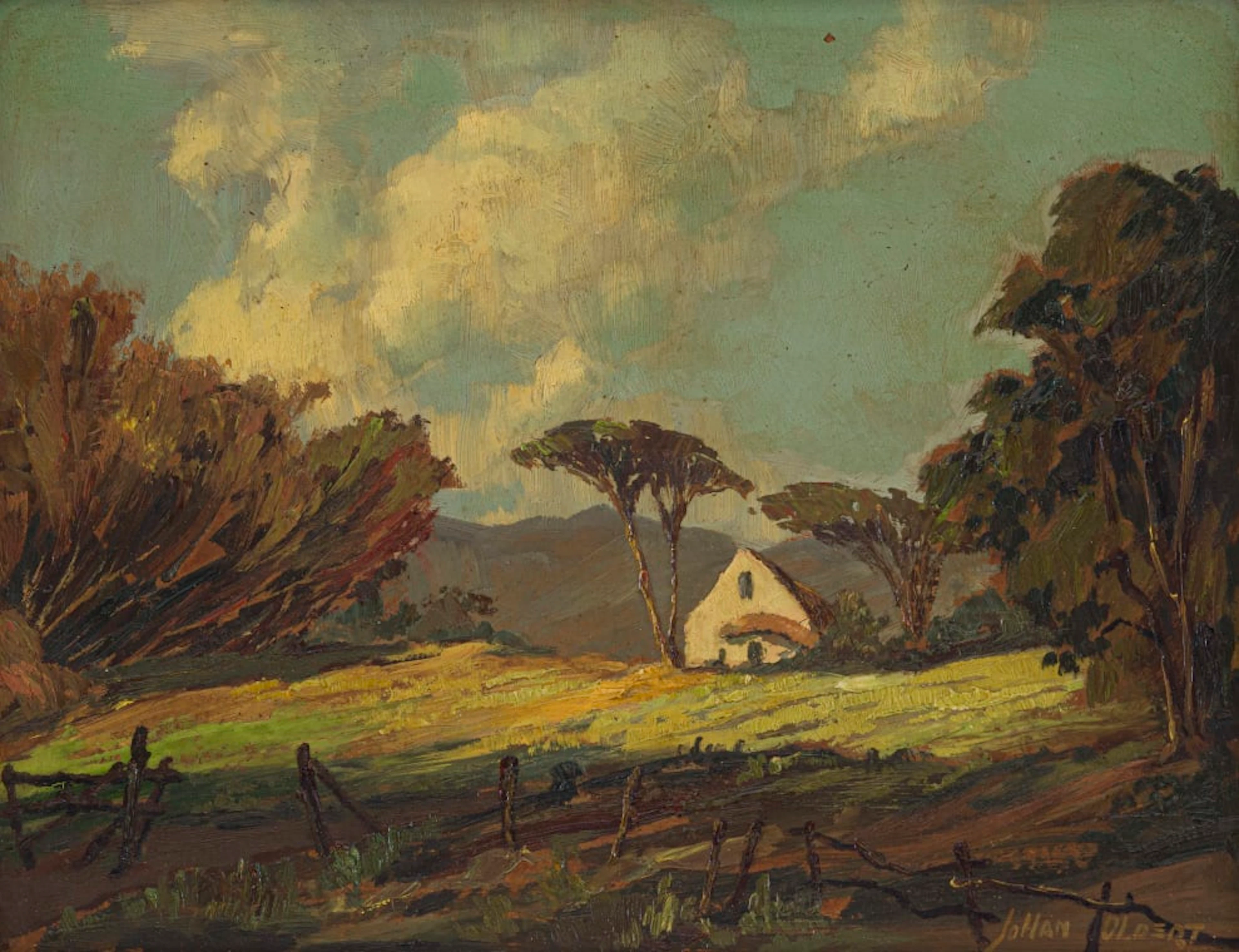 Johannes Oldert; Cape Landscape with Cottage