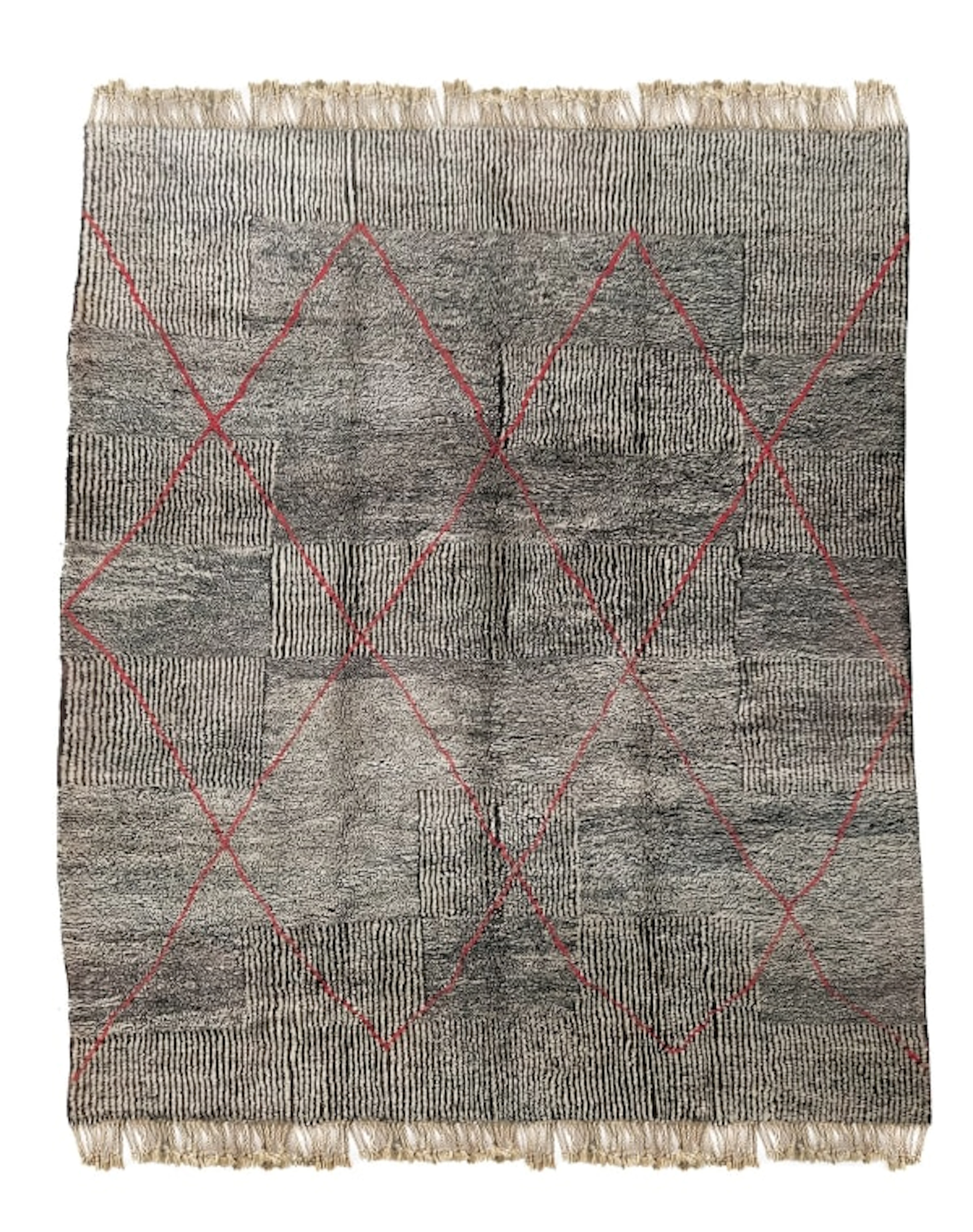Herringbone; Black and white speckled Berber rug, Morocco