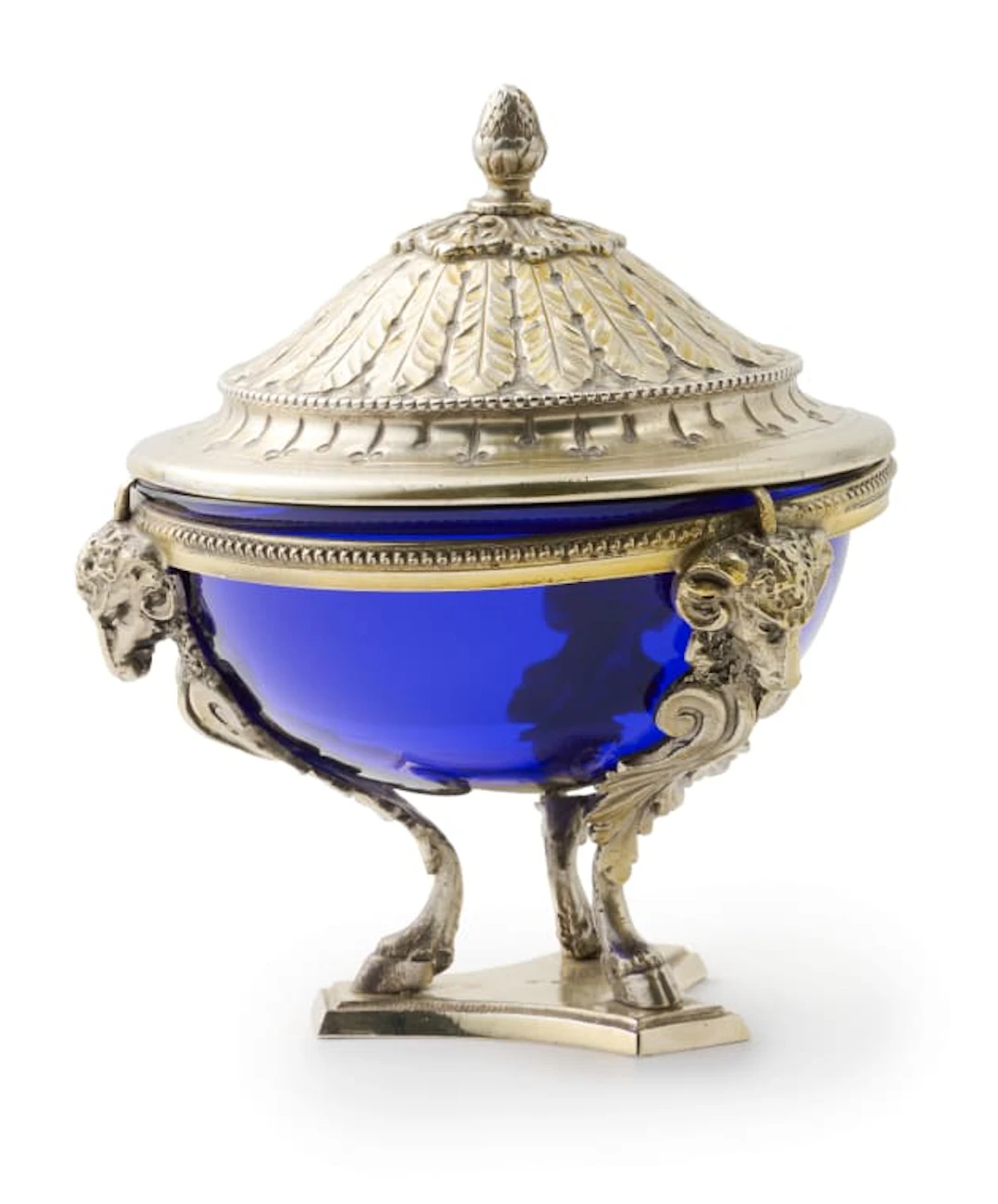 A Louis XVI style silver gilt sugar basin and cover, .800 standard