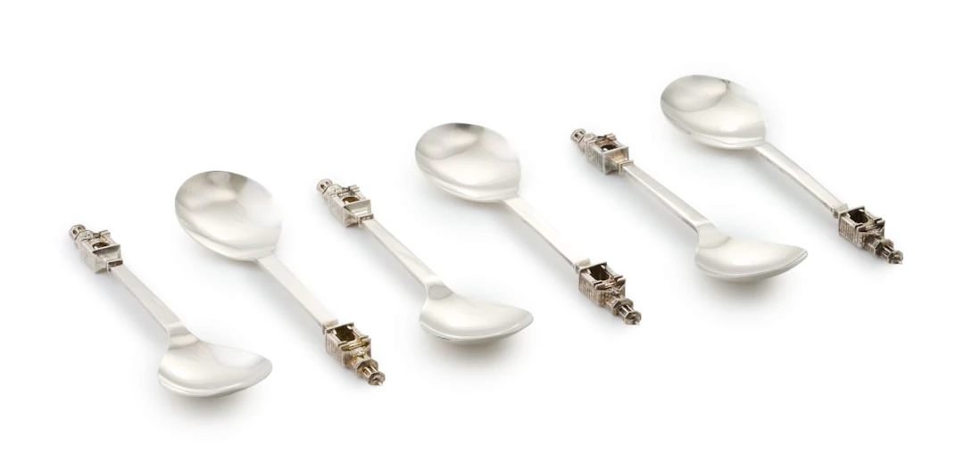 A set of six The Castle of Good Hope silver spoons, The Heritage Collections