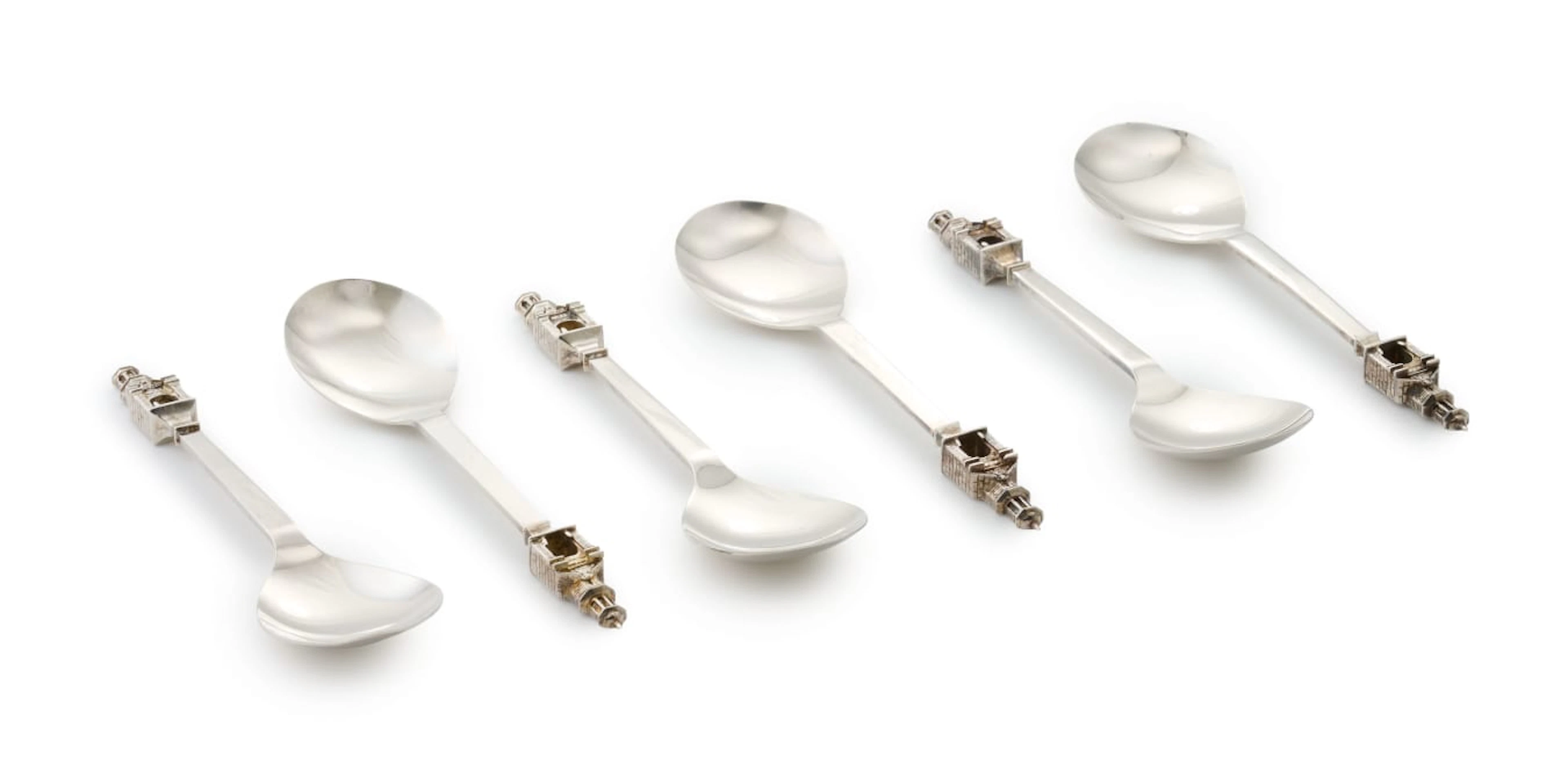 A set of six The Castle of Good Hope silver spoons, The Heritage Collections