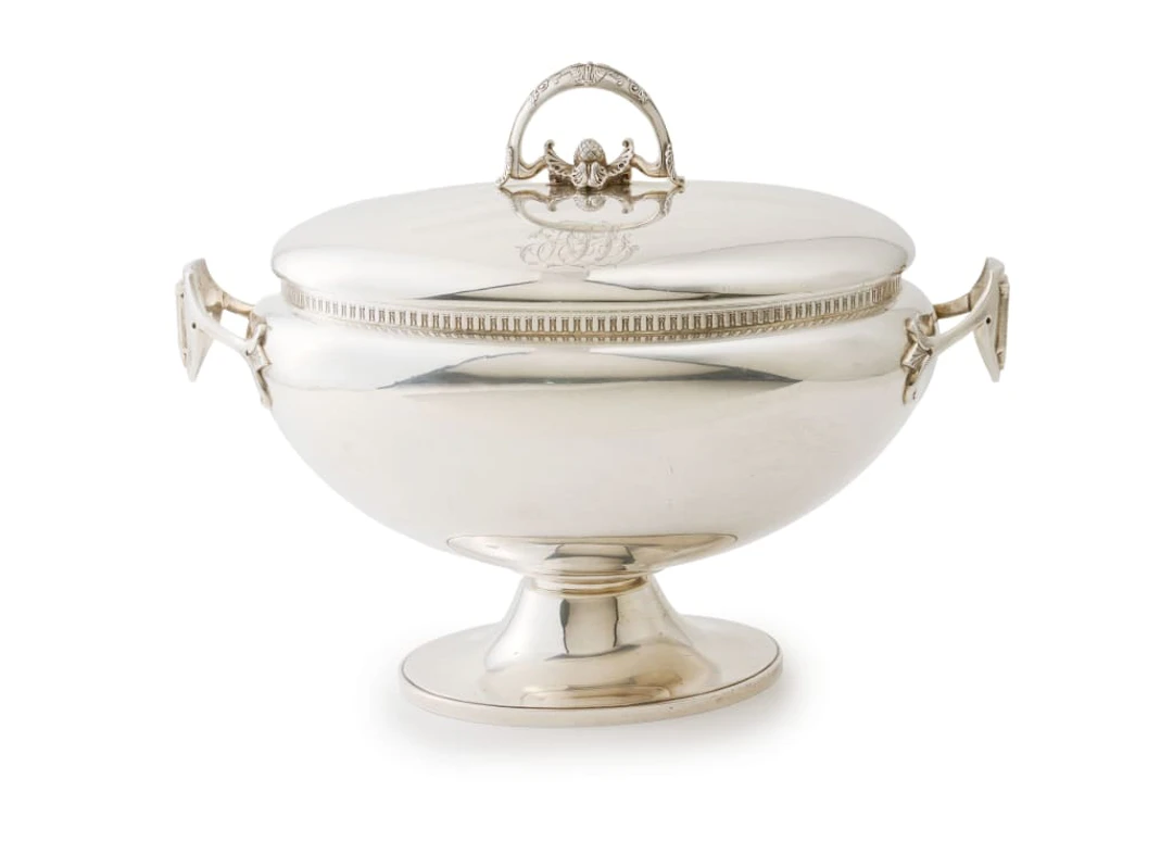 An American sterling silver soup tureen, Gorham Manufacturing Company