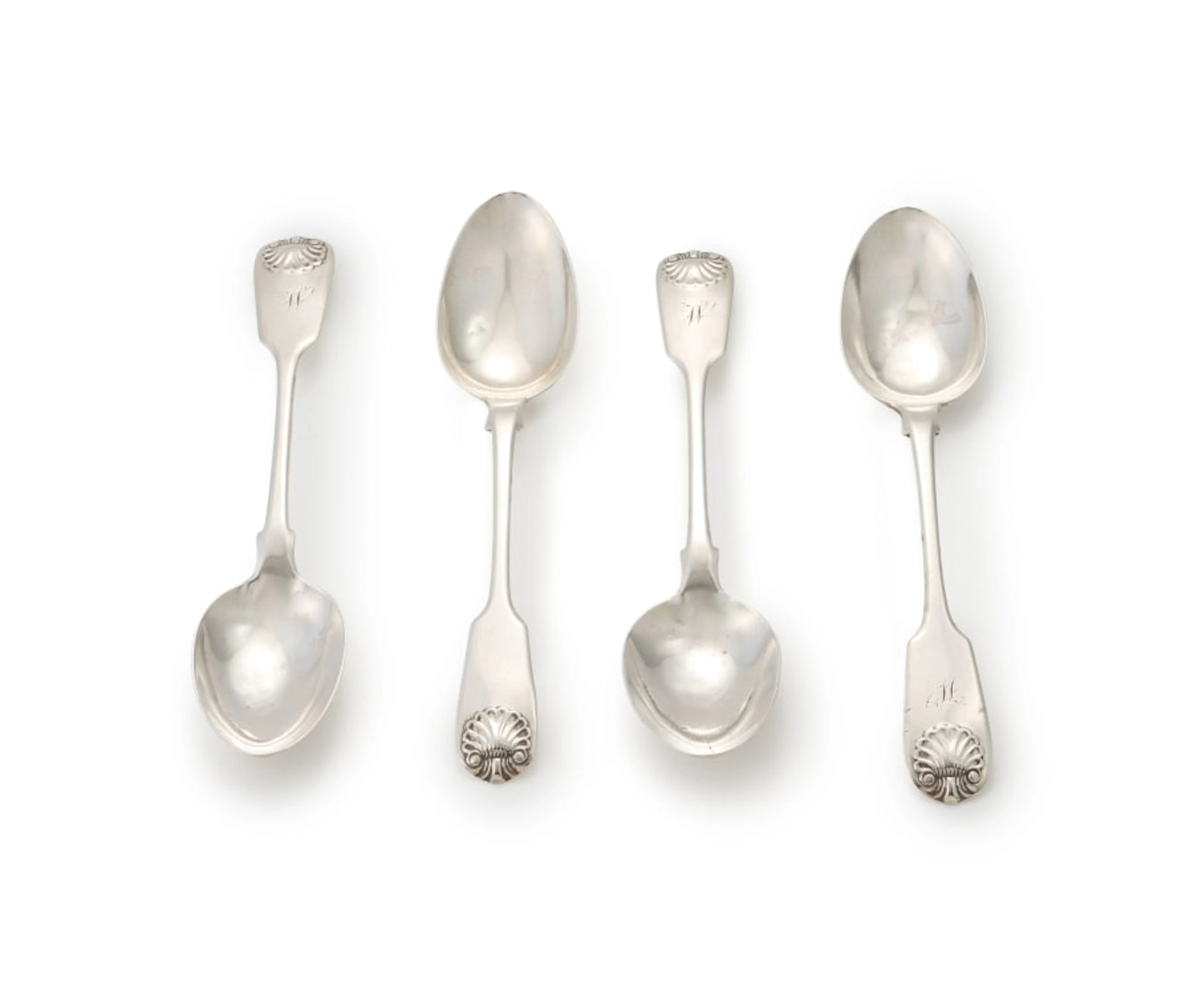 Two Victorian silver 'Fiddle pattern' teaspoons, Clement Gowland I
