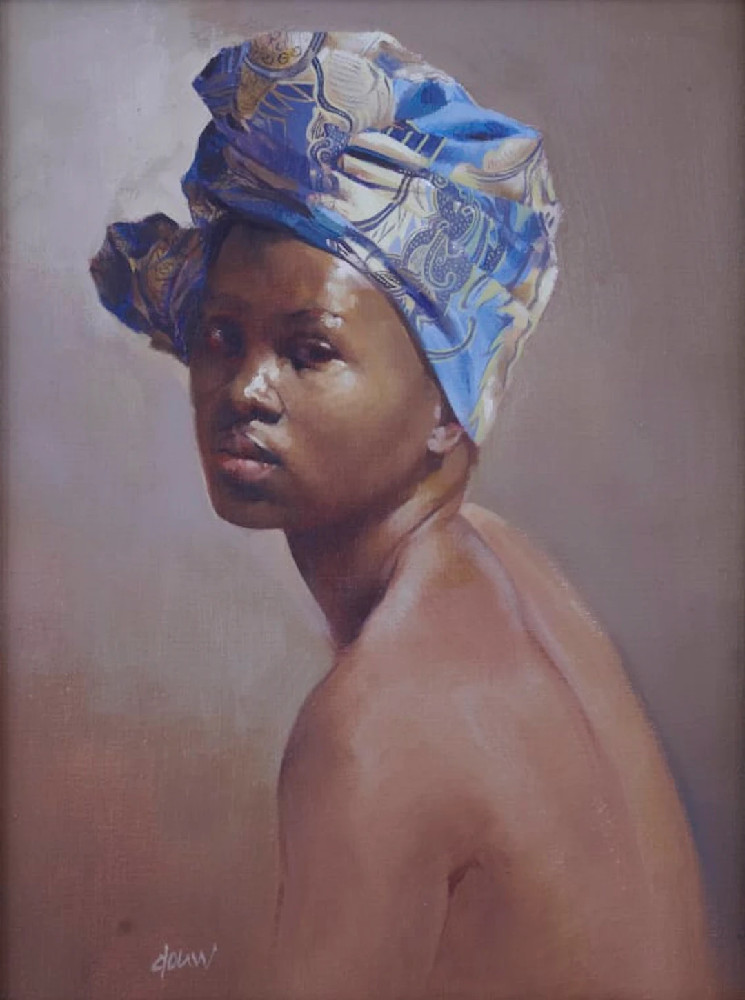 Douw van Heerden; Portrait of a Woman Wearing a Headscarf