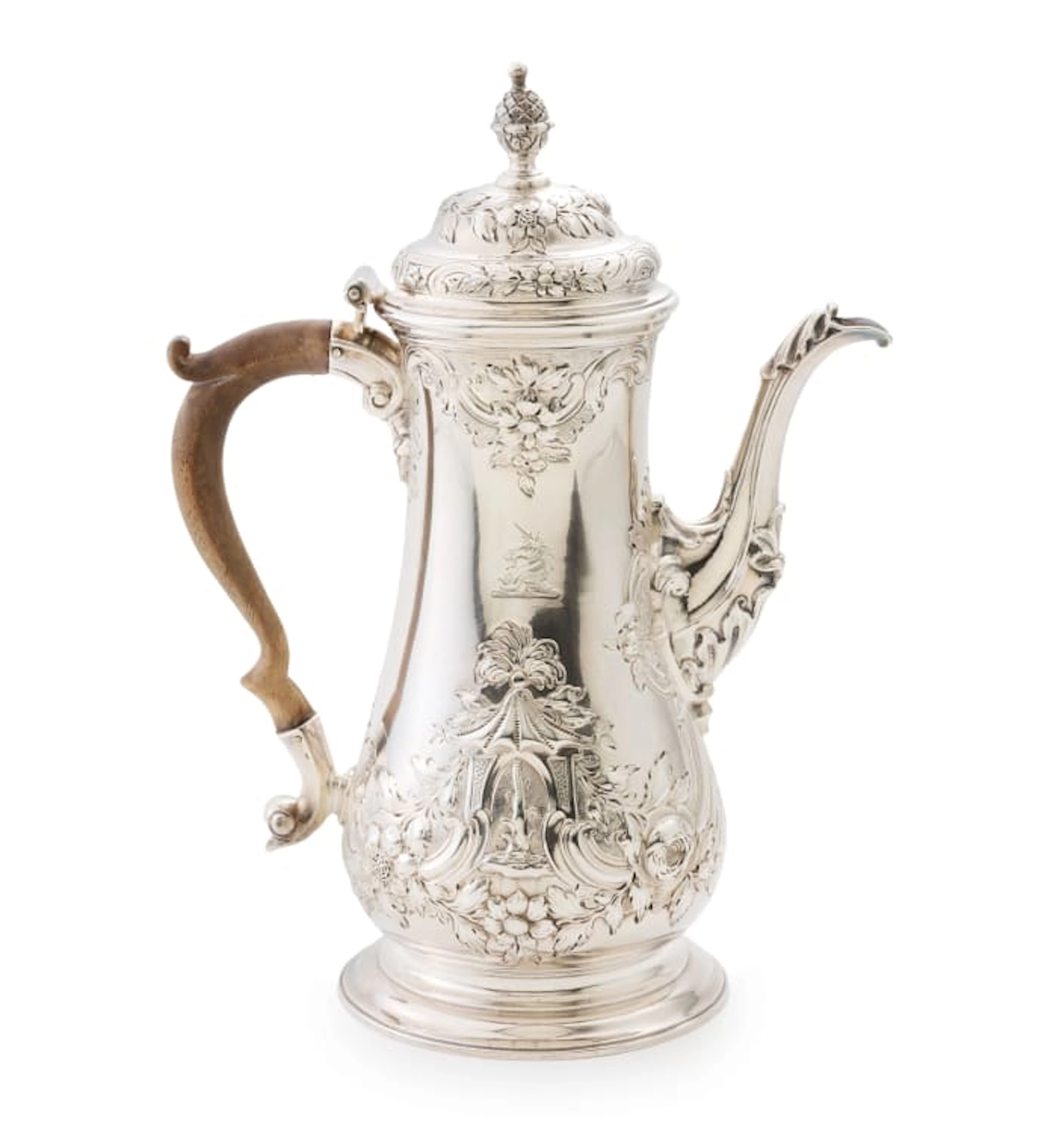 A George II silver coffee pot, Thomas Whipham & Charles Wright, London, 1757
