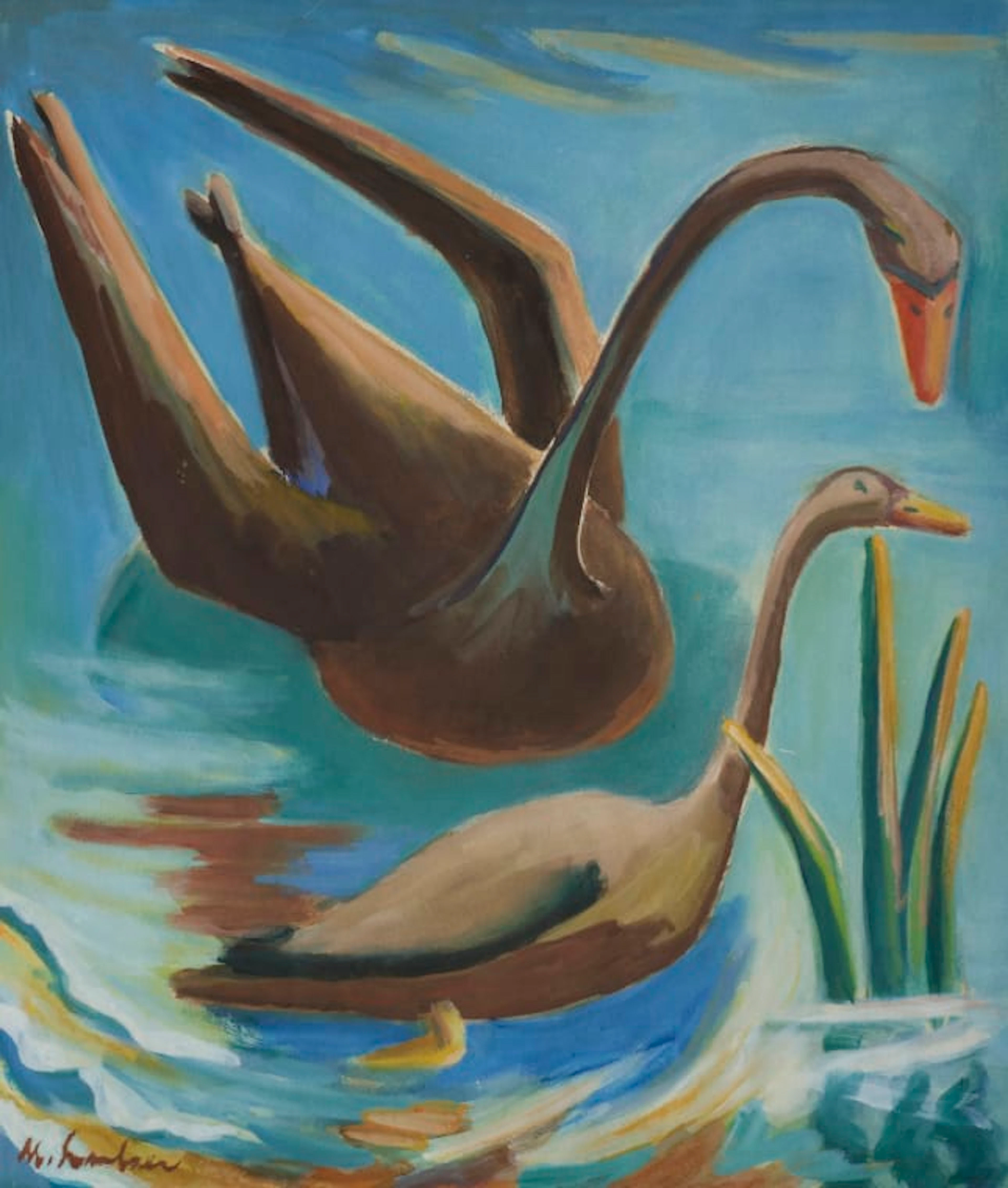 Maggie Laubser; Swans on Water