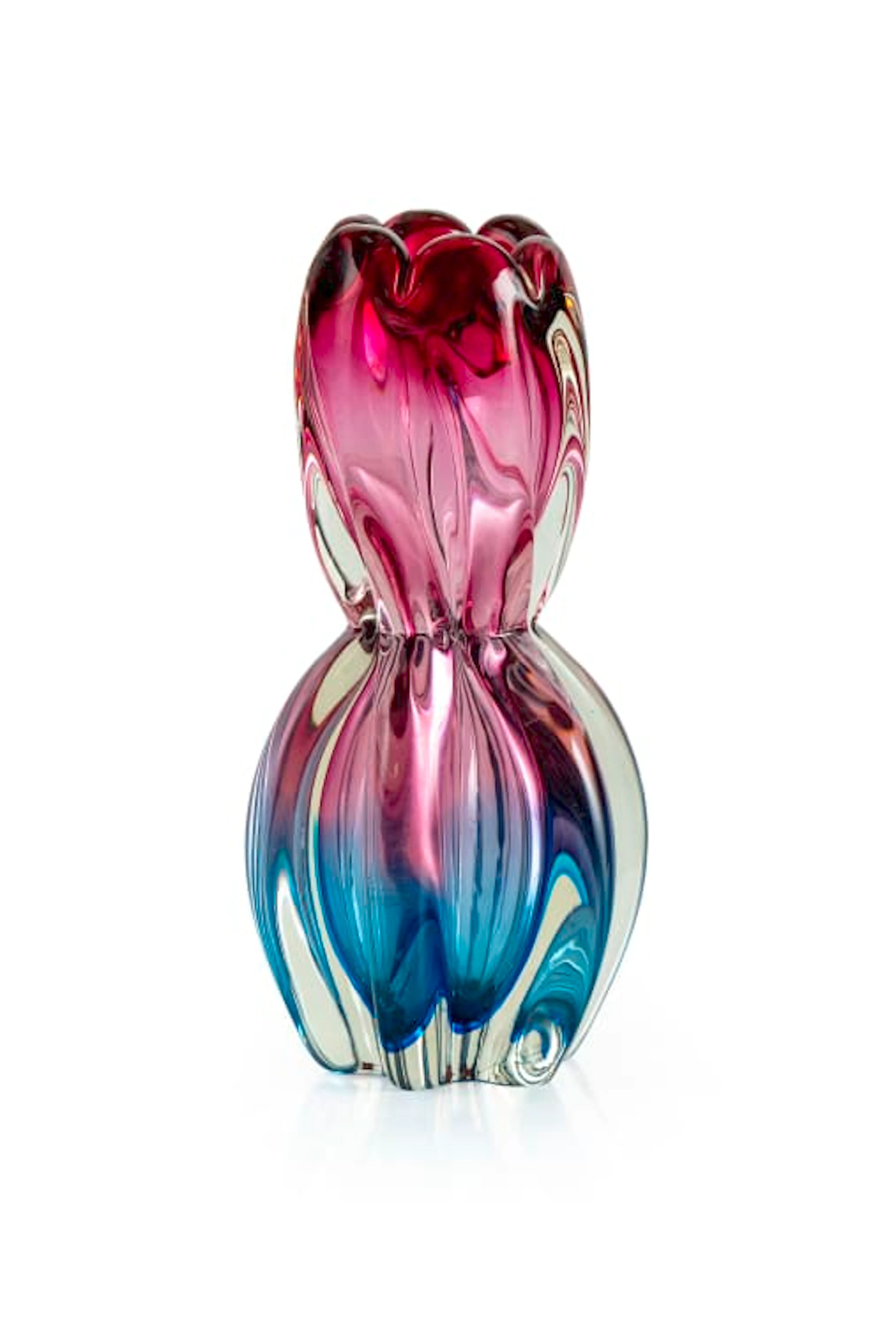 Waisted and lobed glass vase attributed to Sanyu Glass, Japan
