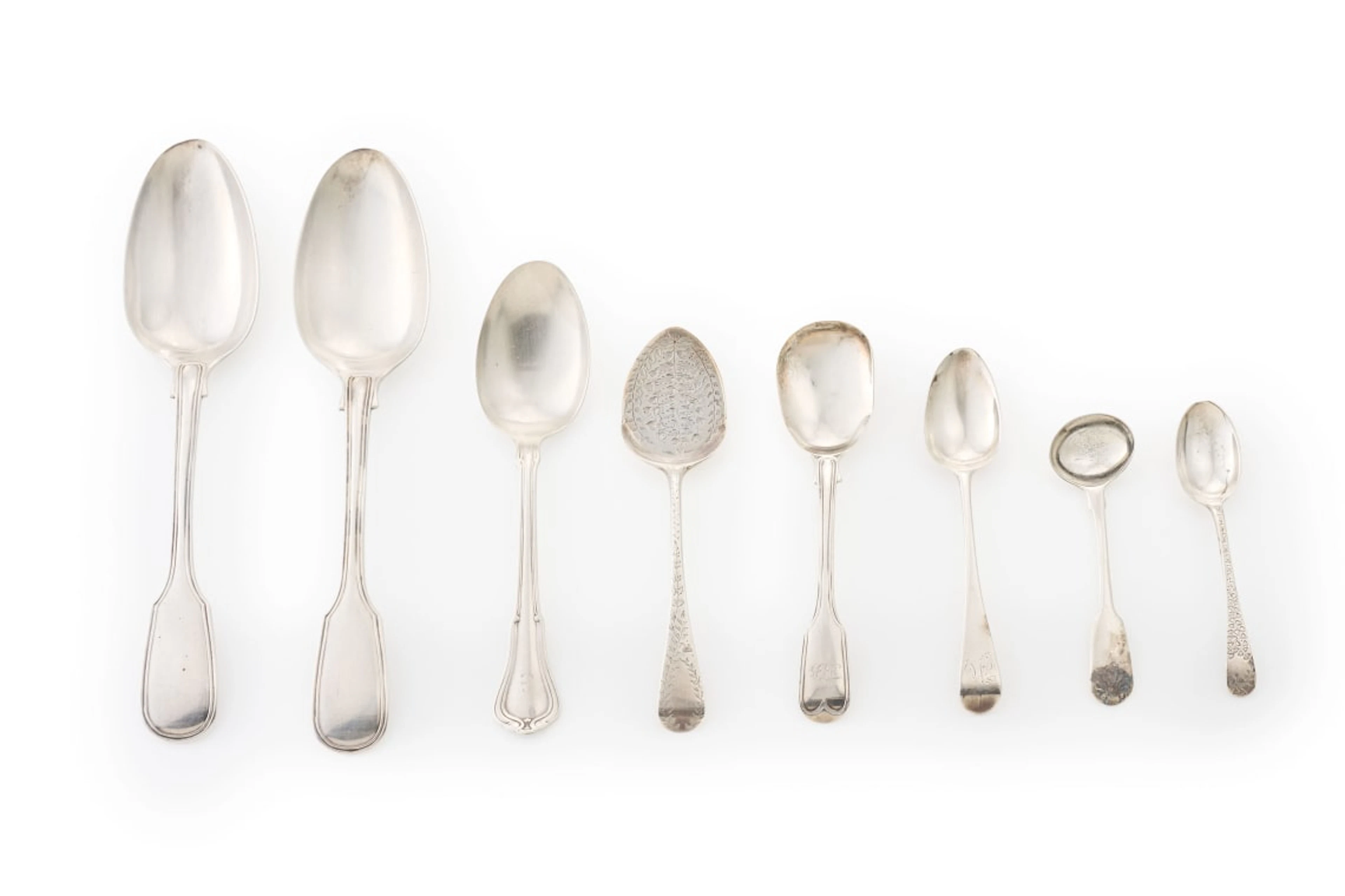 Eight miscellaneous spoons, Samuel H Hayne, London, 1864