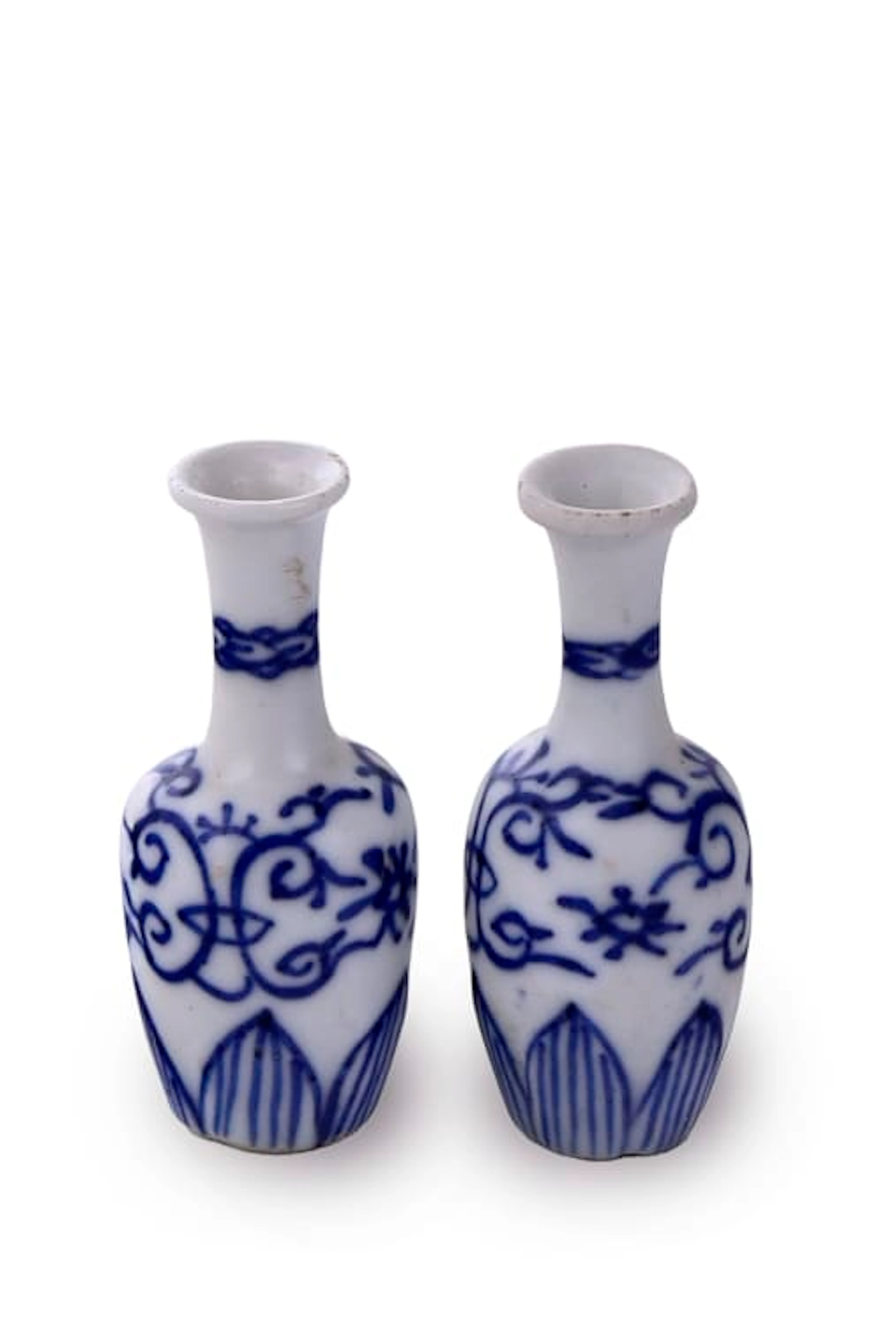 A pair of blue and white porcelain doll house vases from the Vung