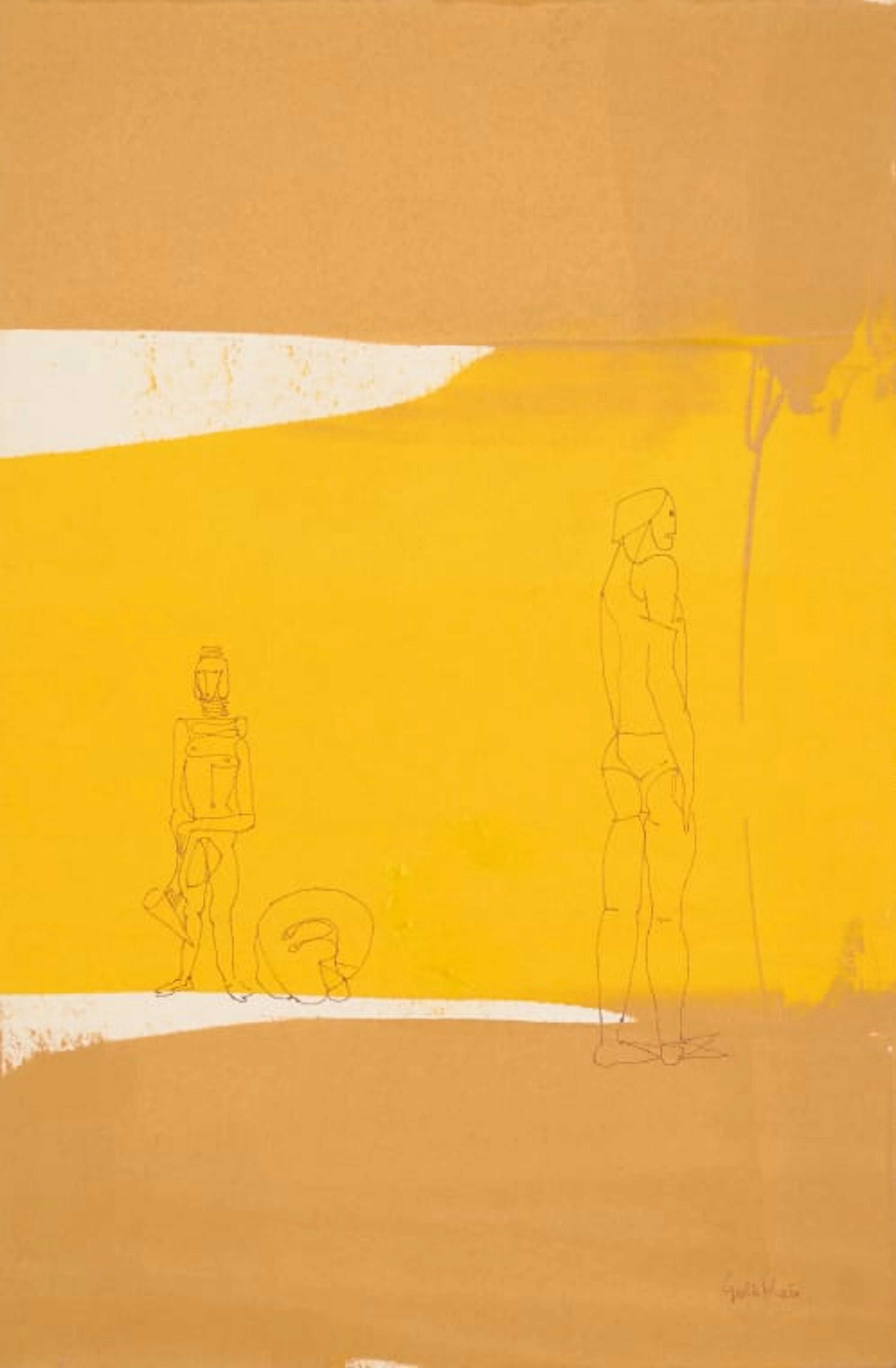 Sidney Goldblatt; Two Figures in Gold and Tan