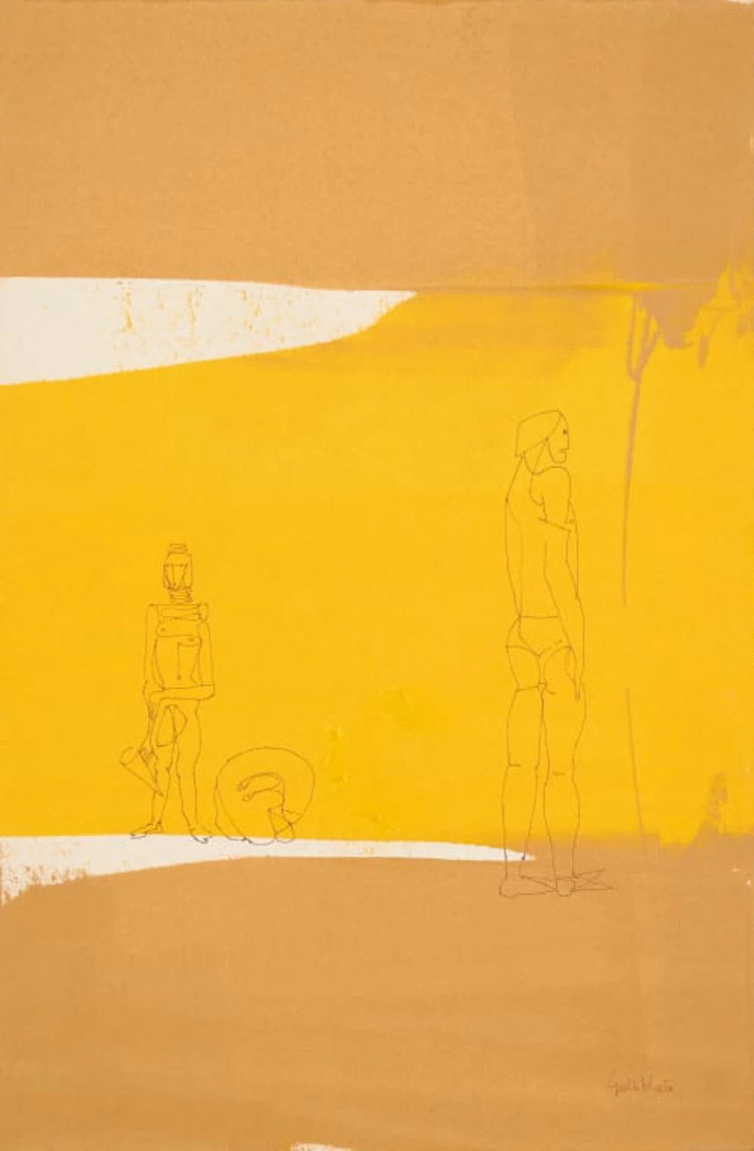 Sidney Goldblatt; Two Figures in Gold and Tan