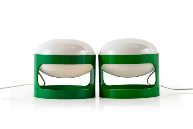 Cesare 'Joe' Colombo; Pair of 'KD 27' green ABS plastic desk lamps