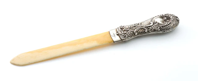 A Victorian silver and celluloid letter opener, Henry Matthews, Birmingham,1897
