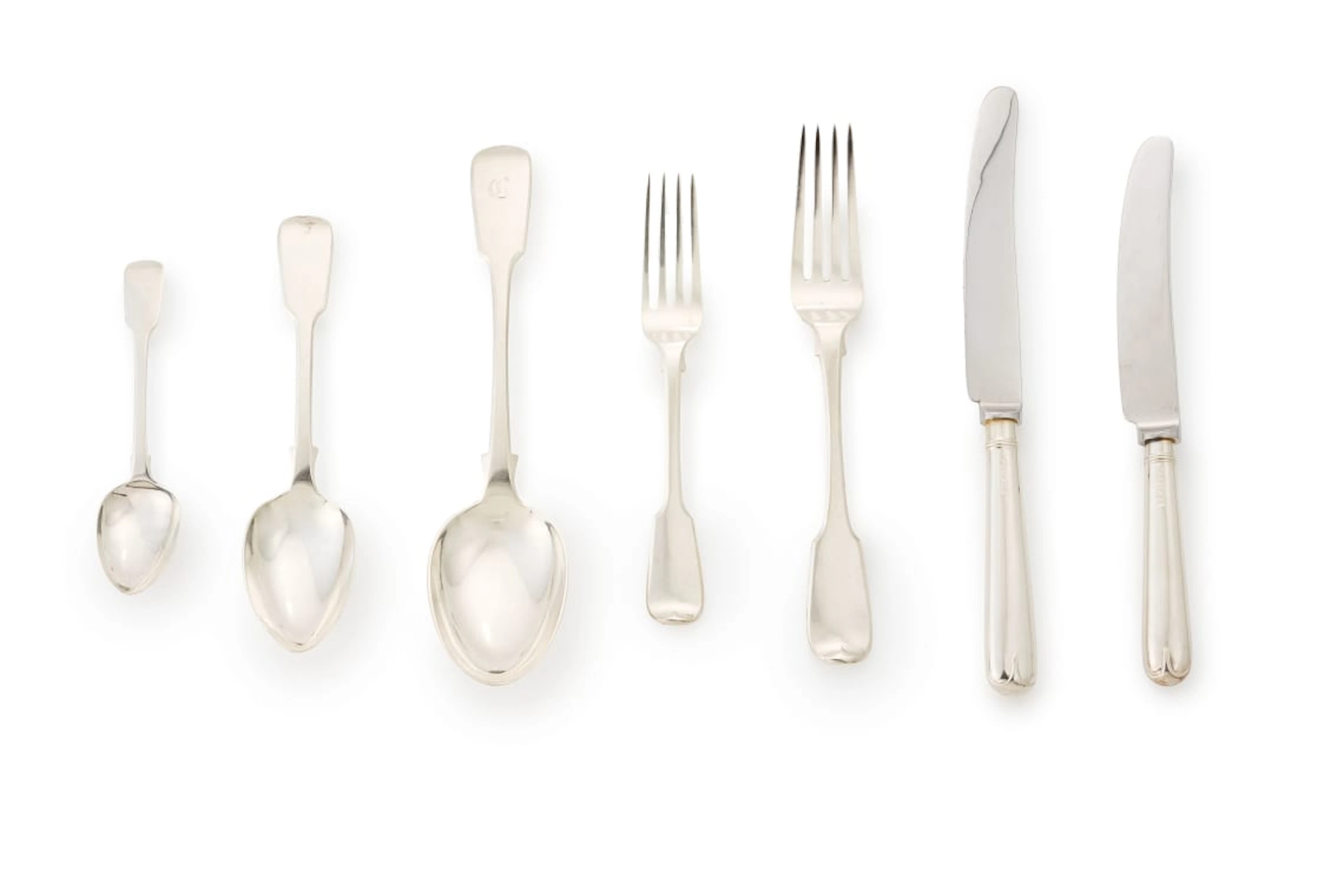 An assembled set of Victorian silver flatware, Joseph & Albert Savory