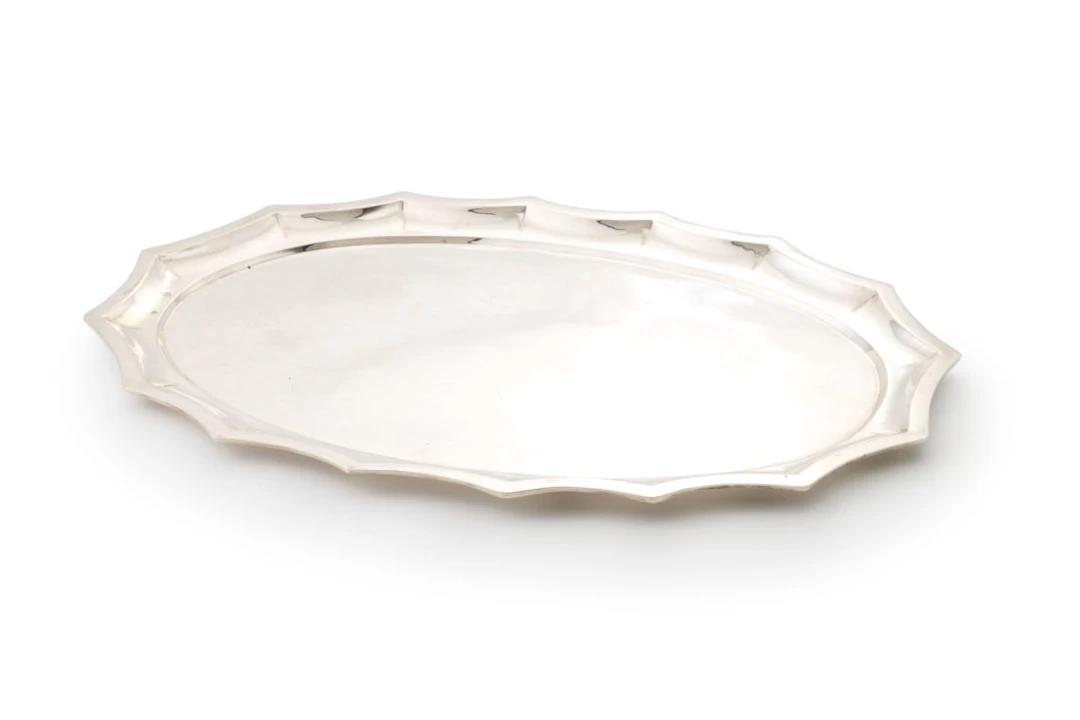 An Austro-Hungarian silver tray, makers mark BS or 8S in a heart