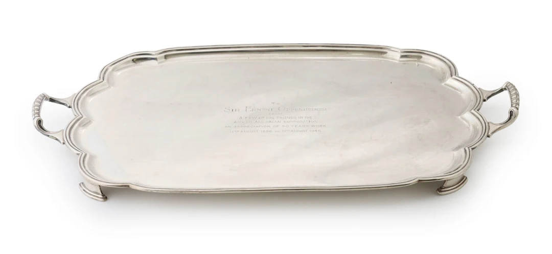 A George VI silver tray, Mappin and Webb, Sheffield, 1945