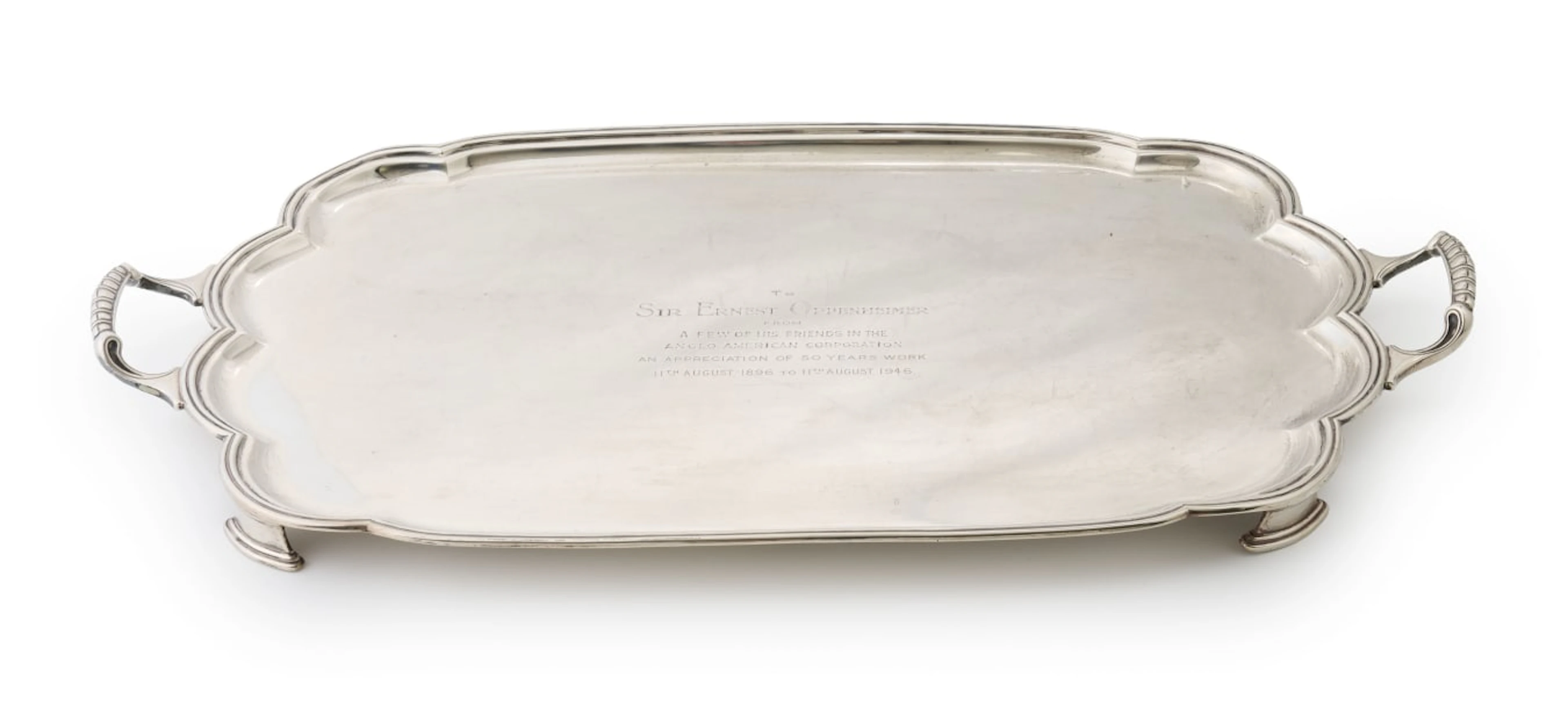 A George VI silver tray, Mappin and Webb, Sheffield, 1945