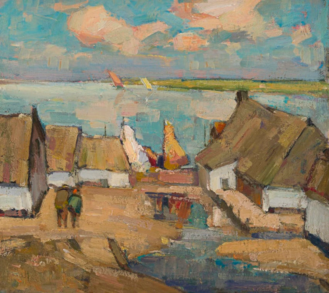 Piet van Heerden; Seascape - Fishermen's Cottages
