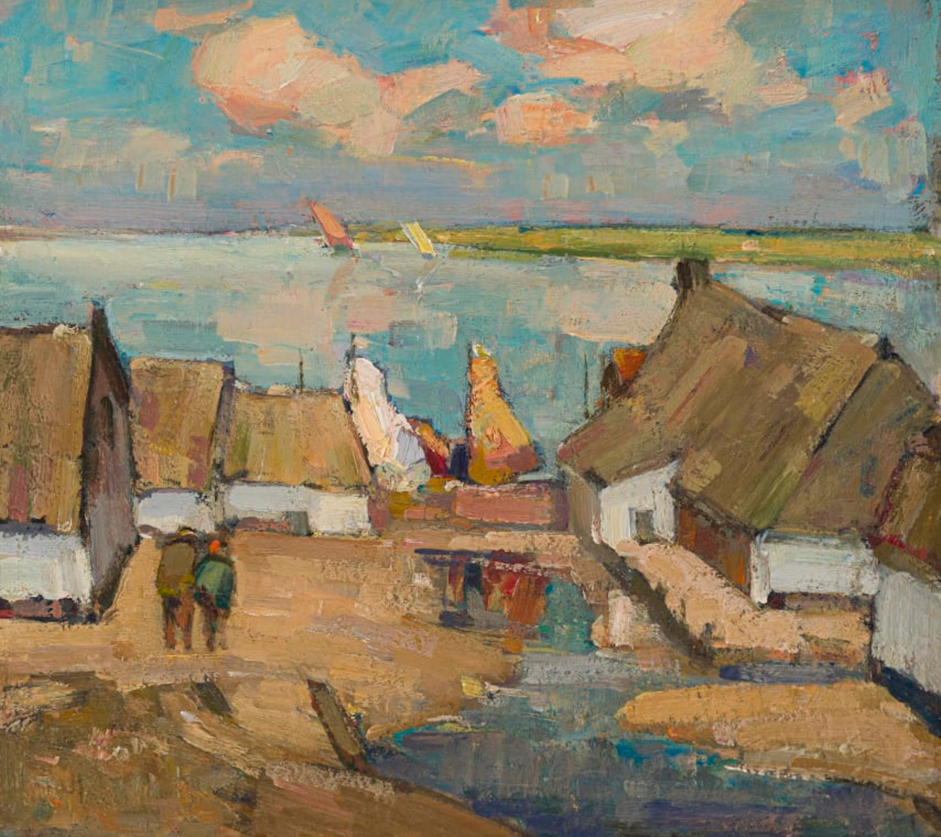 Piet van Heerden; Seascape - Fishermen's Cottages