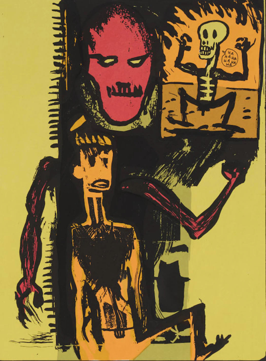Conrad Botes; Untitled (Figures and Laughing Skeleton)