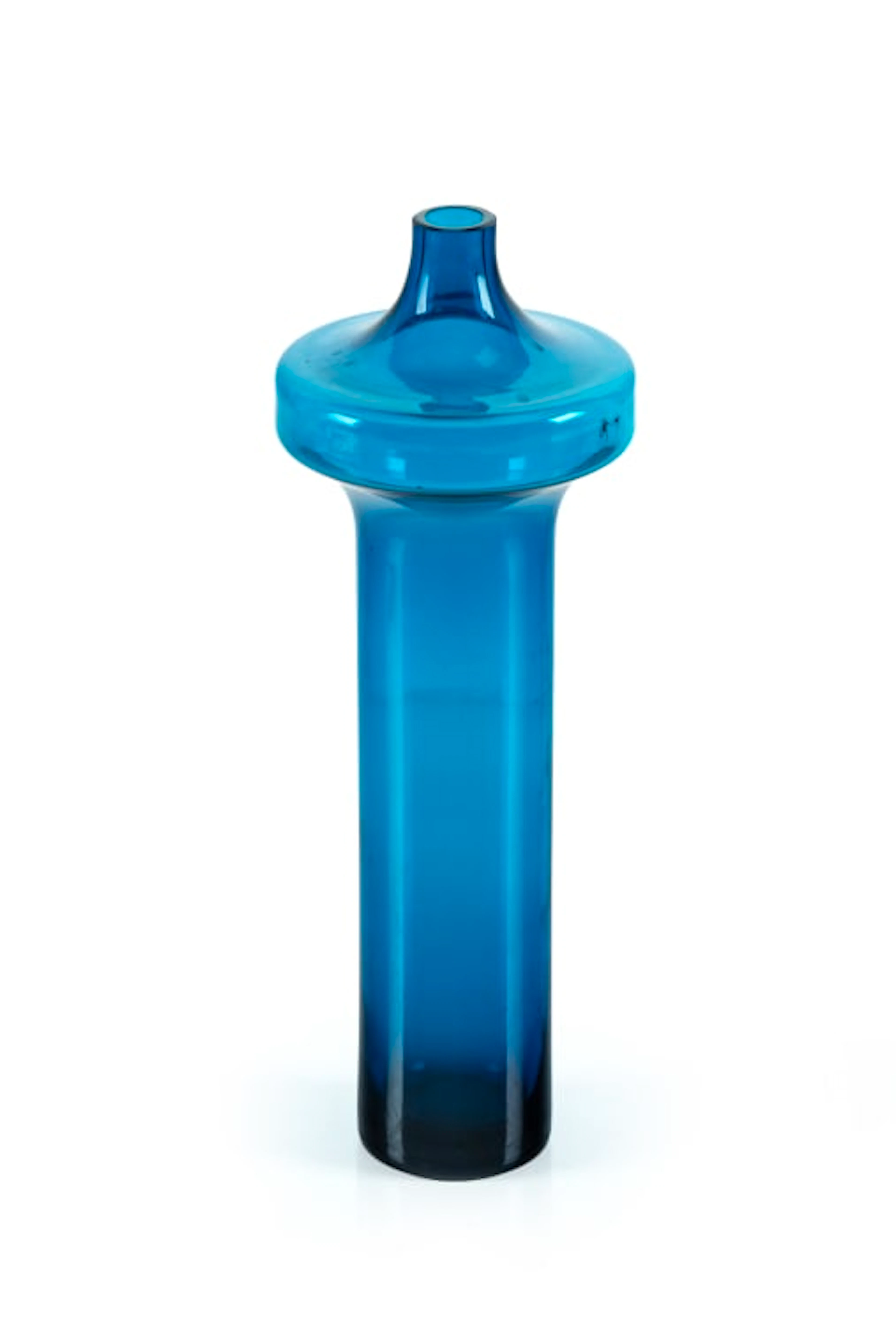 Riihimäen Lasi Oy; ‘Katedraali 1435’ blue glass vase attributed to