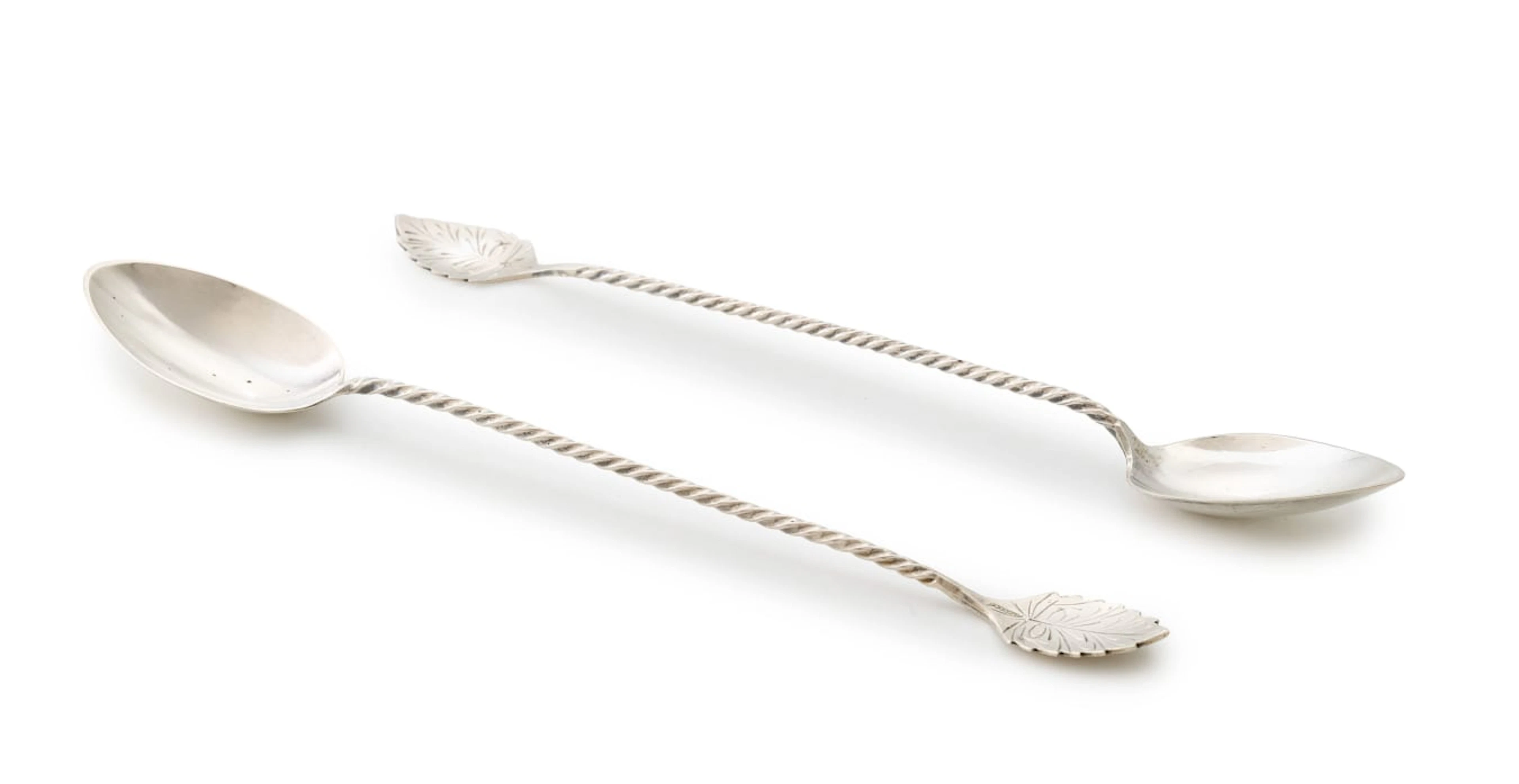A pair of Dutch silver 'longdrinklepels', P. van Oostrom & Zn., Schoonhoven