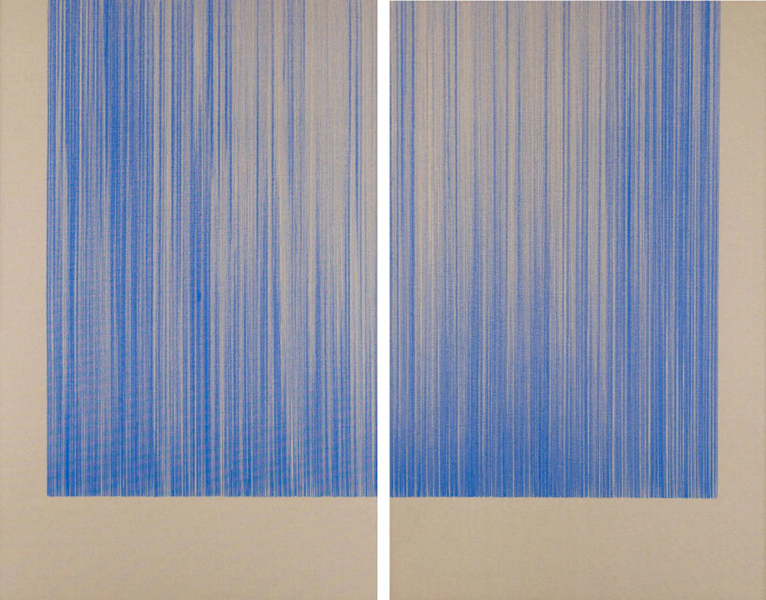 Morné Visagie; To Join the River of Hours, the Sea of Years (Cobalt), diptych
